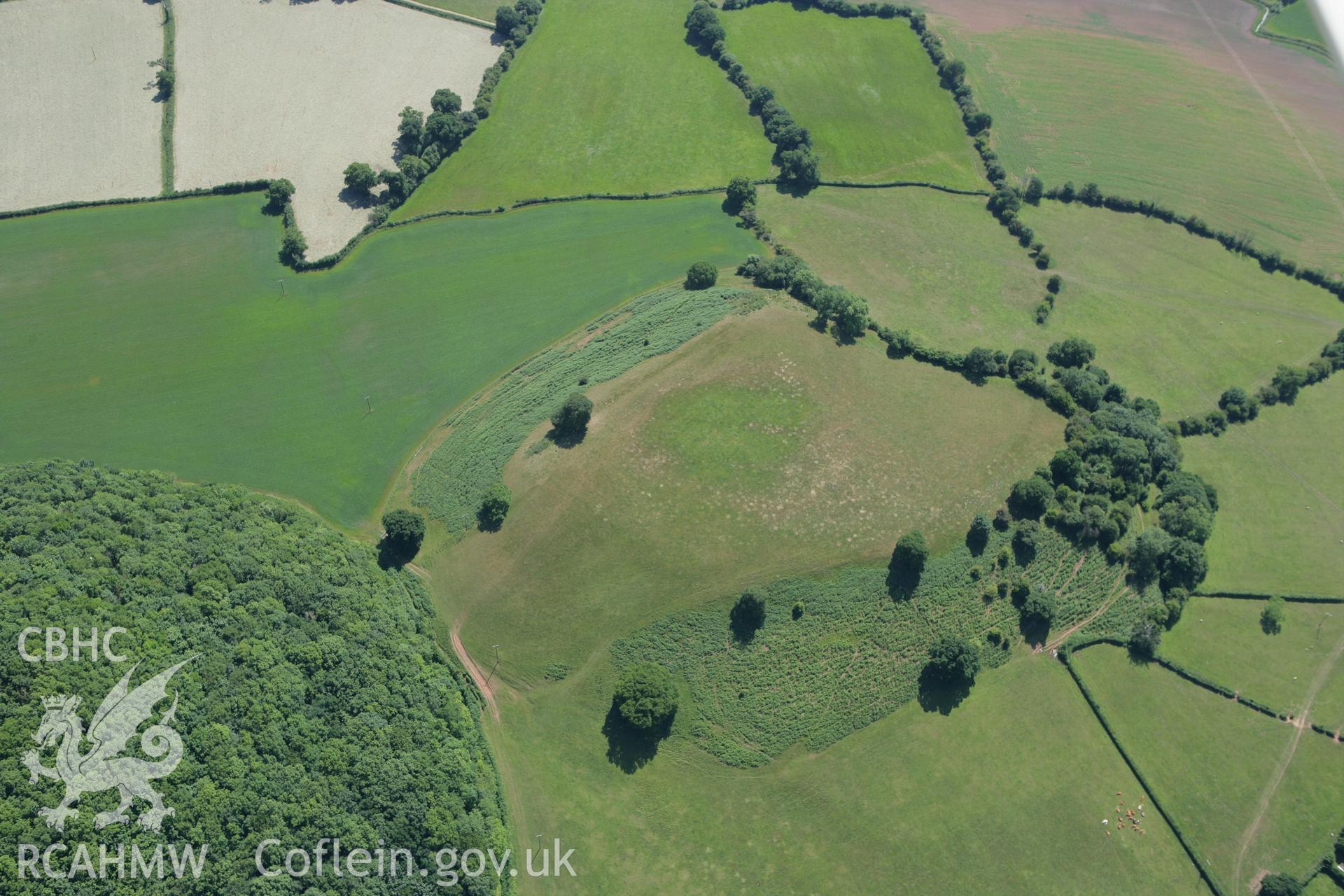 RCAHMW colour oblique photograph of landscape immediately south of Wilcrick deserted medieval village. Taken by Toby Driver on 21/06/2010.