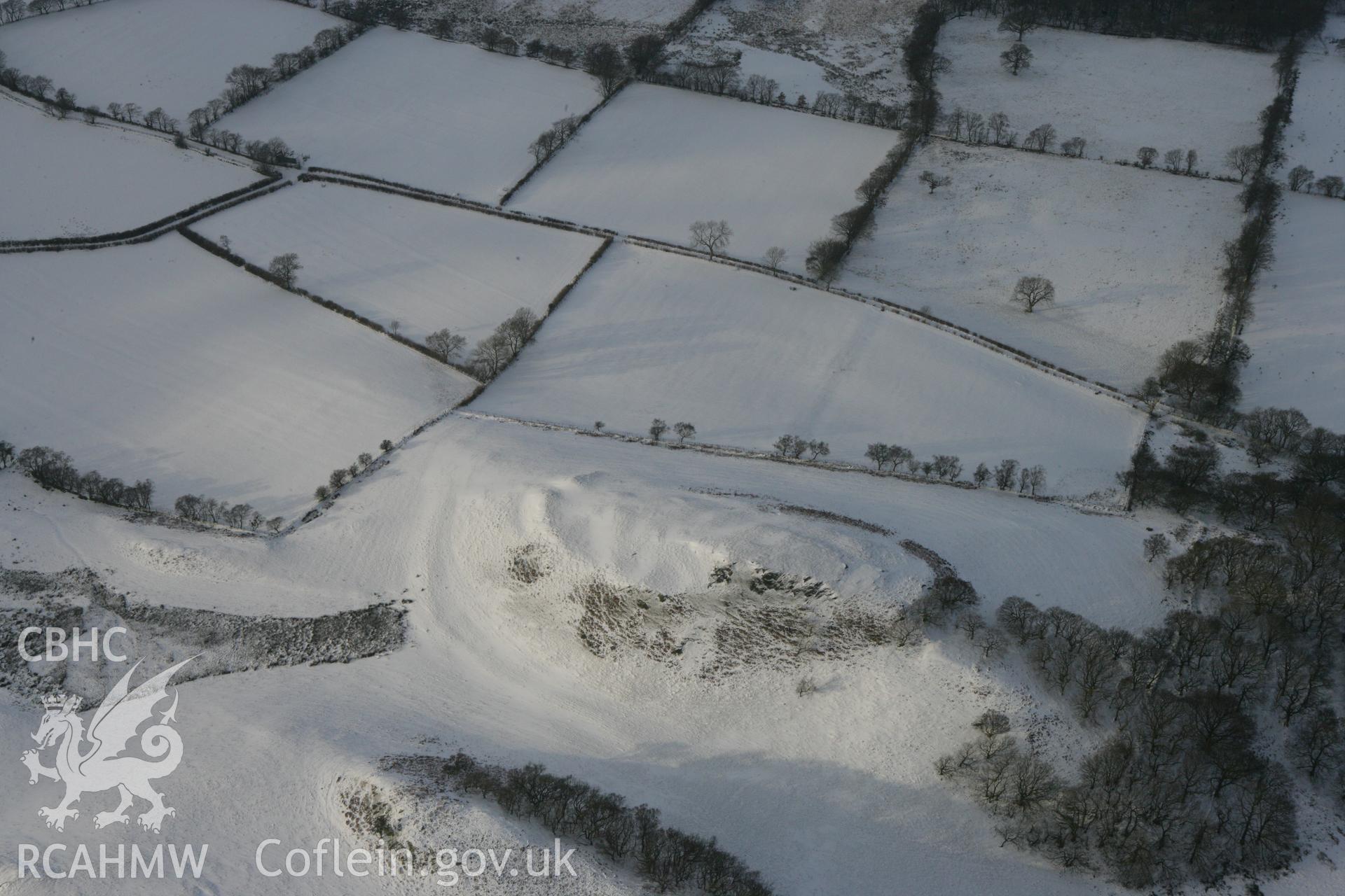 RCAHMW colour oblique photograph of Gilfach y Dwn fawr hillfort. Taken by Toby Driver on 02/12/2010.