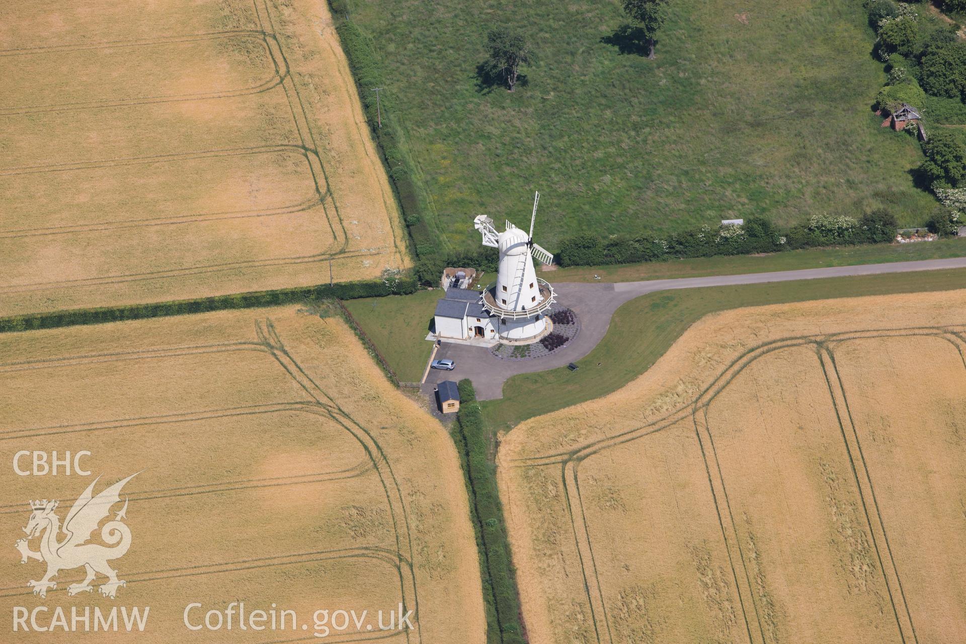 RCAHMW colour oblique photograph of Llancayo Windmill, near Usk. Taken by Toby Driver on 21/06/2010.