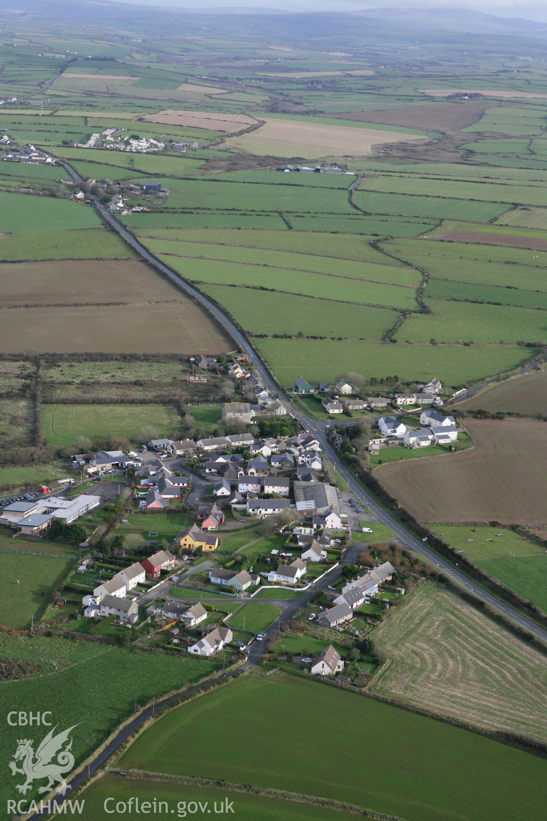 RCAHMW colour oblique photograph of Croes-goch village. Taken by Toby Driver on 16/11/2010.