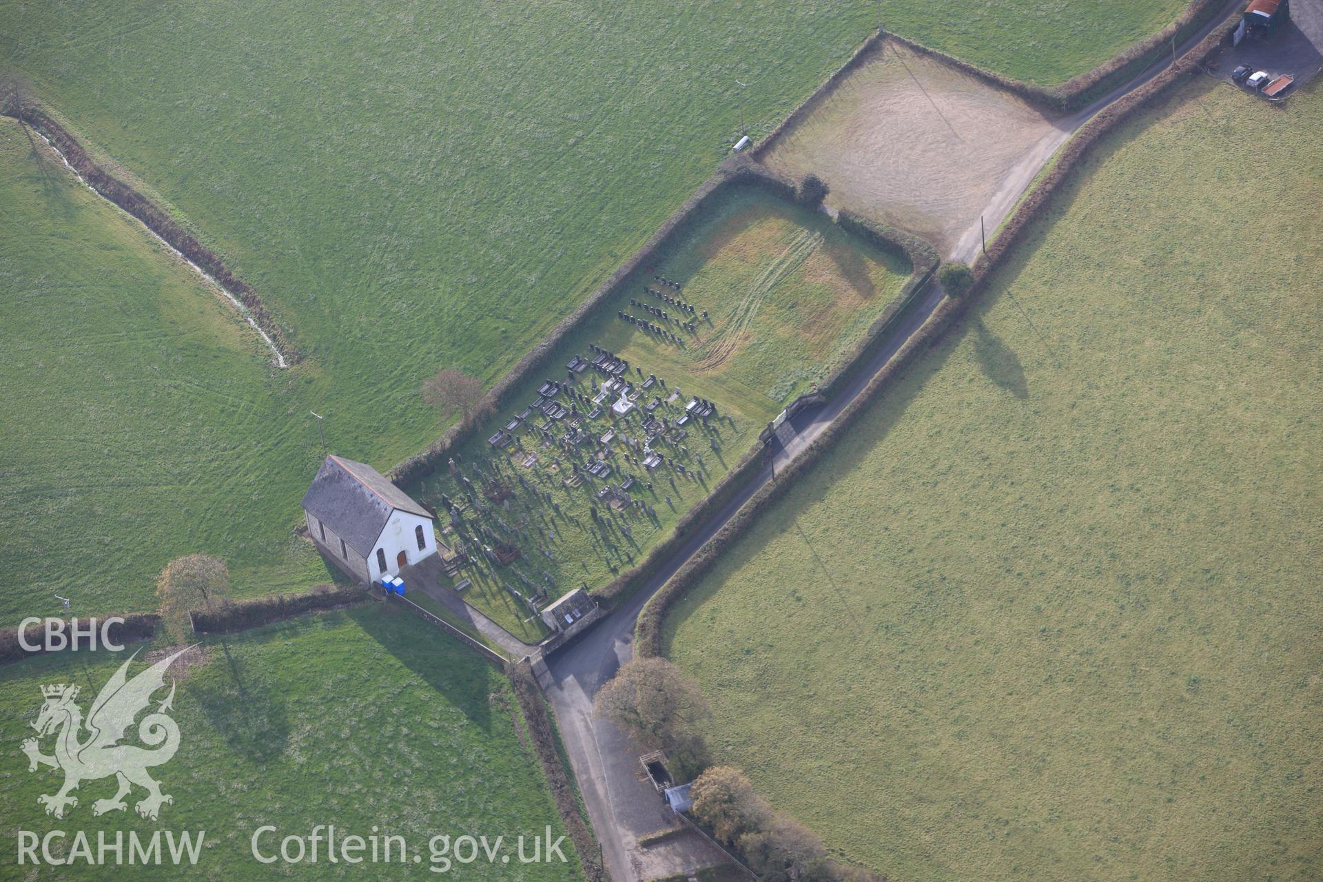 RCAHMW colour oblique photograph of Caersalem Welsh Baptist Chapel, Cilgwyn. Taken by Toby Driver on 16/11/2010.