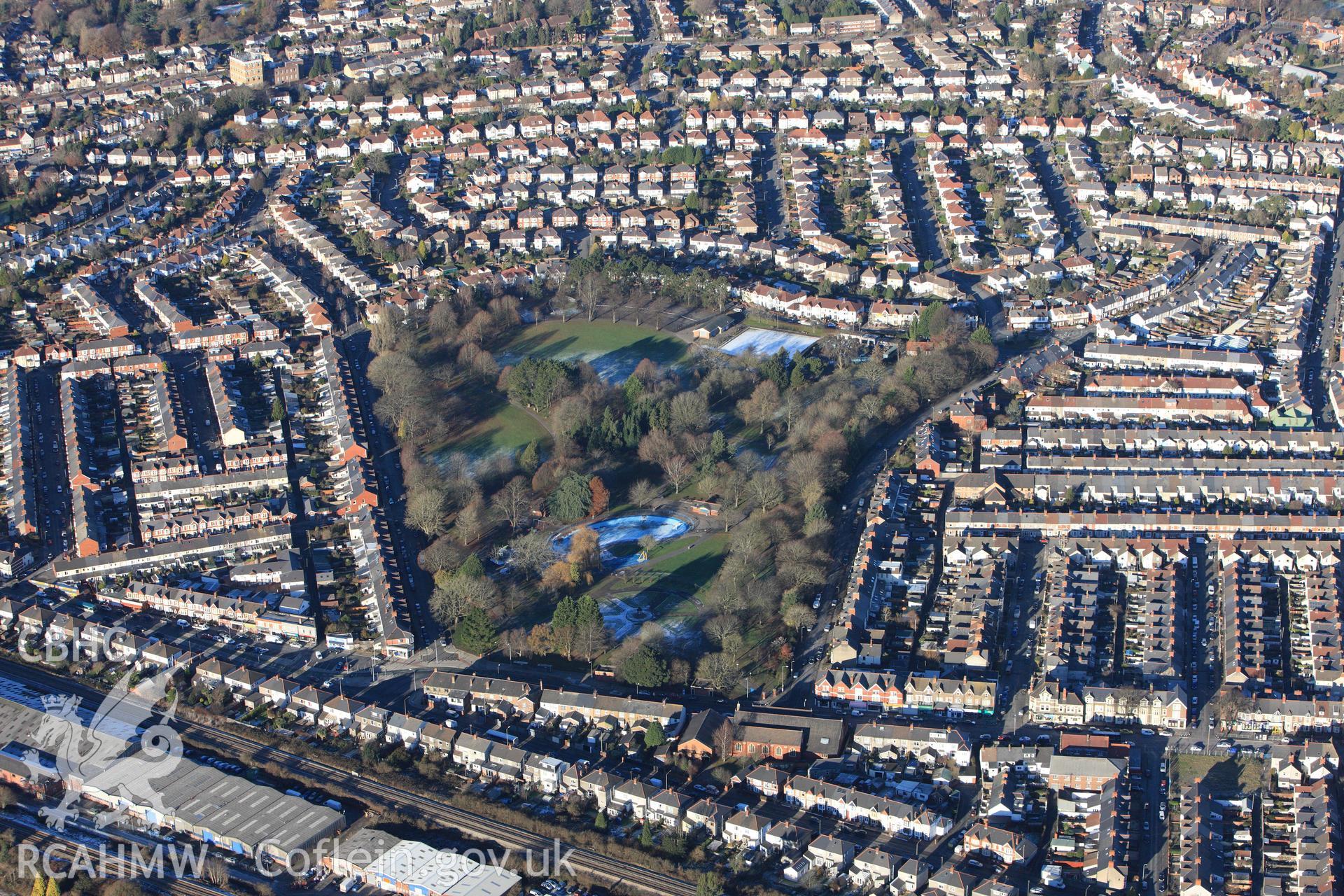 RCAHMW colour oblique photograph of Victoria Park, Canton. Taken by Toby Driver on 08/12/2010.