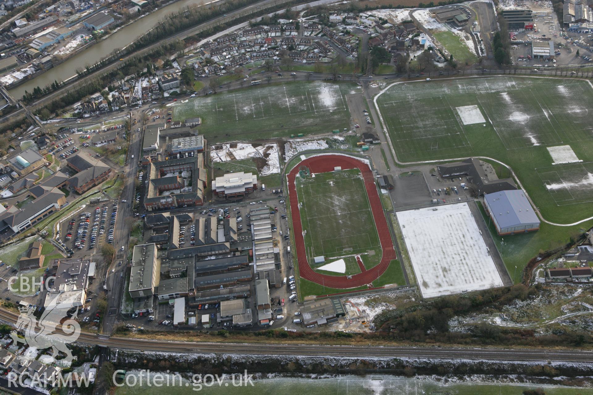 RCAHMW colour oblique photograph of Neath Auxilary Fort, under excavation by GGAT. Taken by Toby Driver on 01/12/2010.