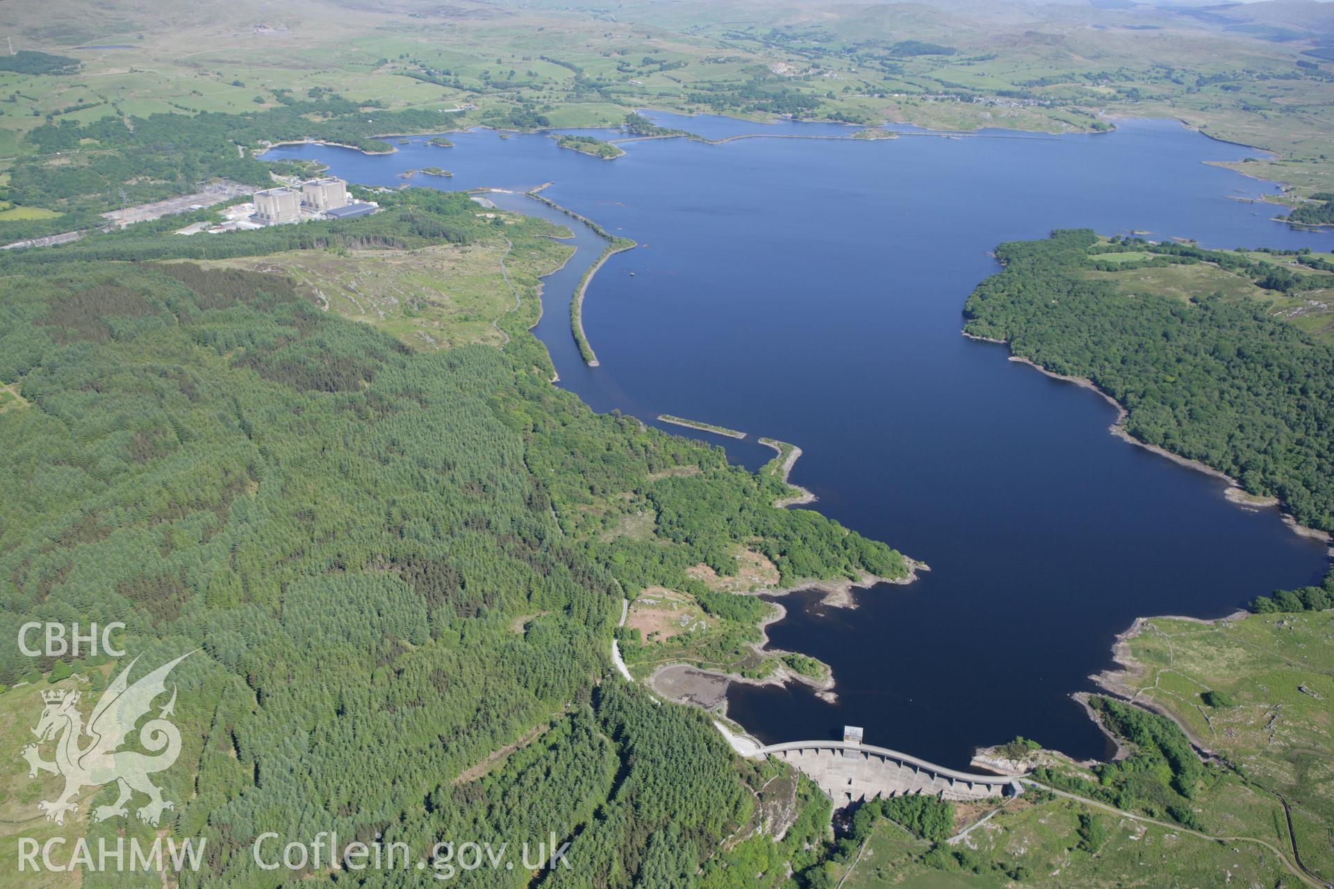 RCAHMW colour oblique photograph of Maentwrog Dam, Trawsfynydd. Taken by Toby Driver on 16/06/2010.