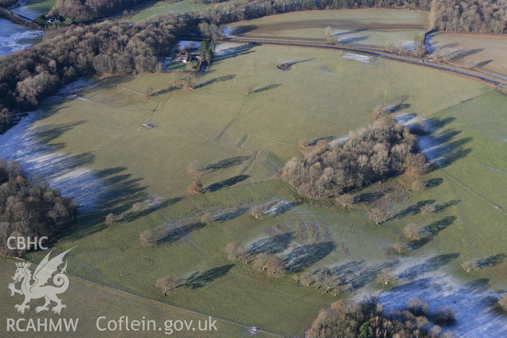 RCAHMW colour oblique photograph of Tregochas, south and east of, earthworks of medieval field system. Taken by Toby Driver on 08/12/2010.