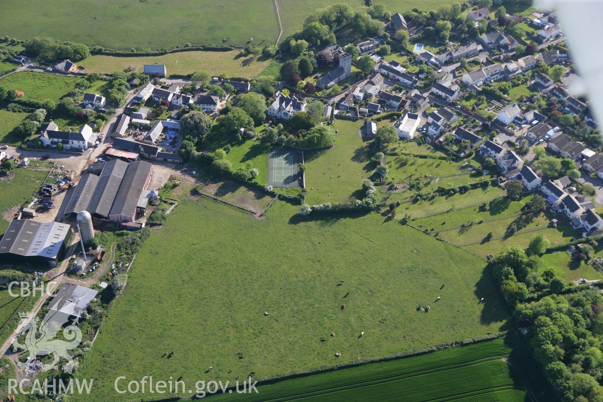 RCAHMW colour oblique photograph of Llanmaes prehistoric settlement and hoard site. Taken by Toby Driver on 24/05/2010.