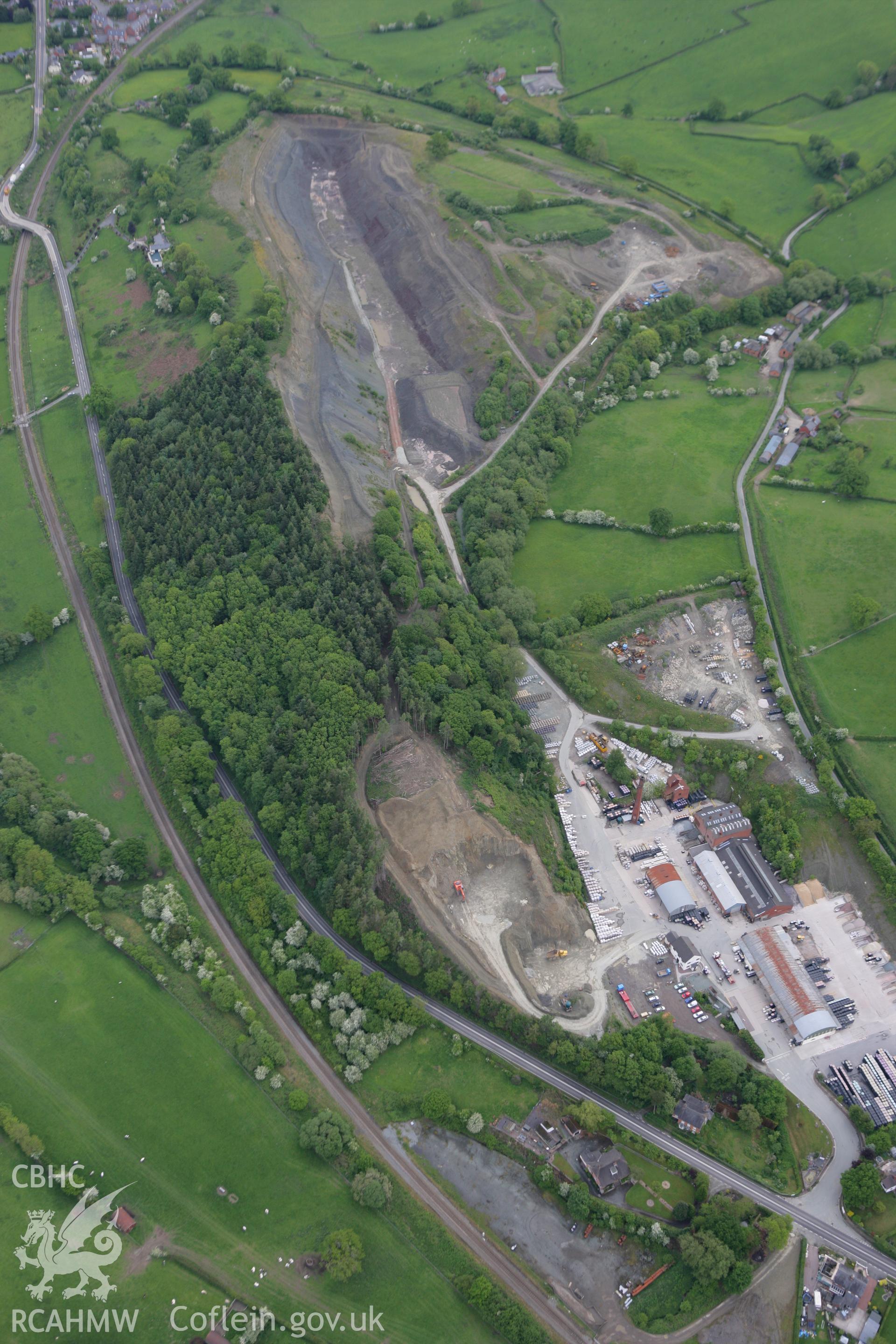 RCAHMW colour oblique photograph of Buttington Brickworks. Taken by Toby Driver on 27/05/2010.