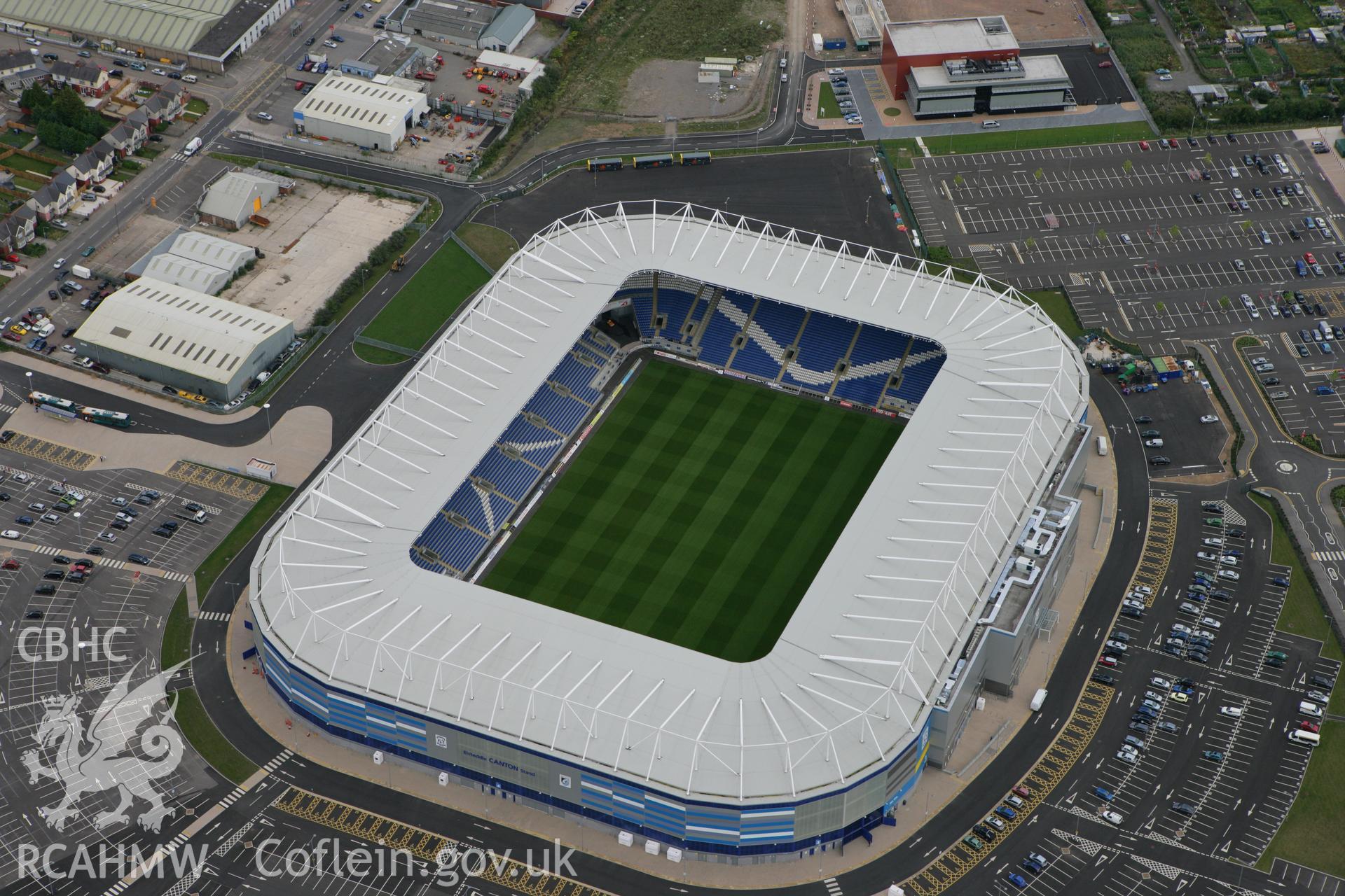 RCAHMW colour oblique photograph of Cardiff City Stadium. Taken by Toby Driver on 29/07/2010.
