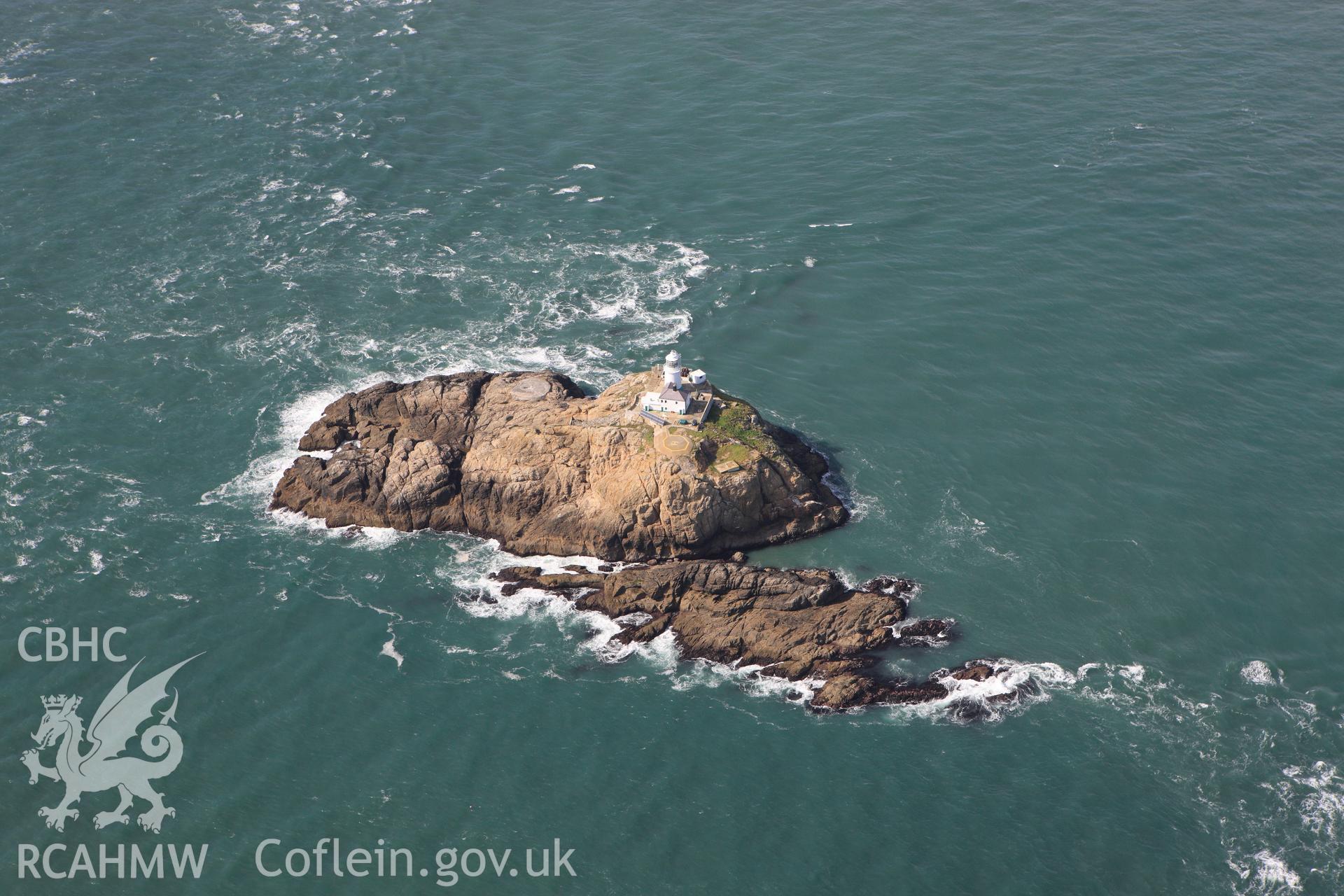 RCAHMW colour oblique photograph of South Bishop Lighthouse, west of Ramsey Island. Taken by Toby Driver on 09/09/2010.
