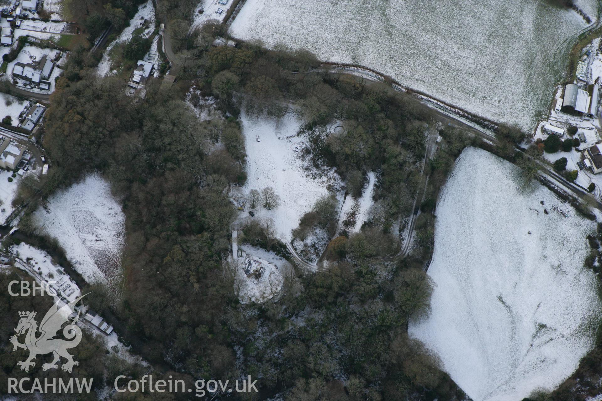 RCAHMW colour oblique photograph of Castell Nanhyfer, Nevern. Taken by Toby Driver on 02/12/2010.