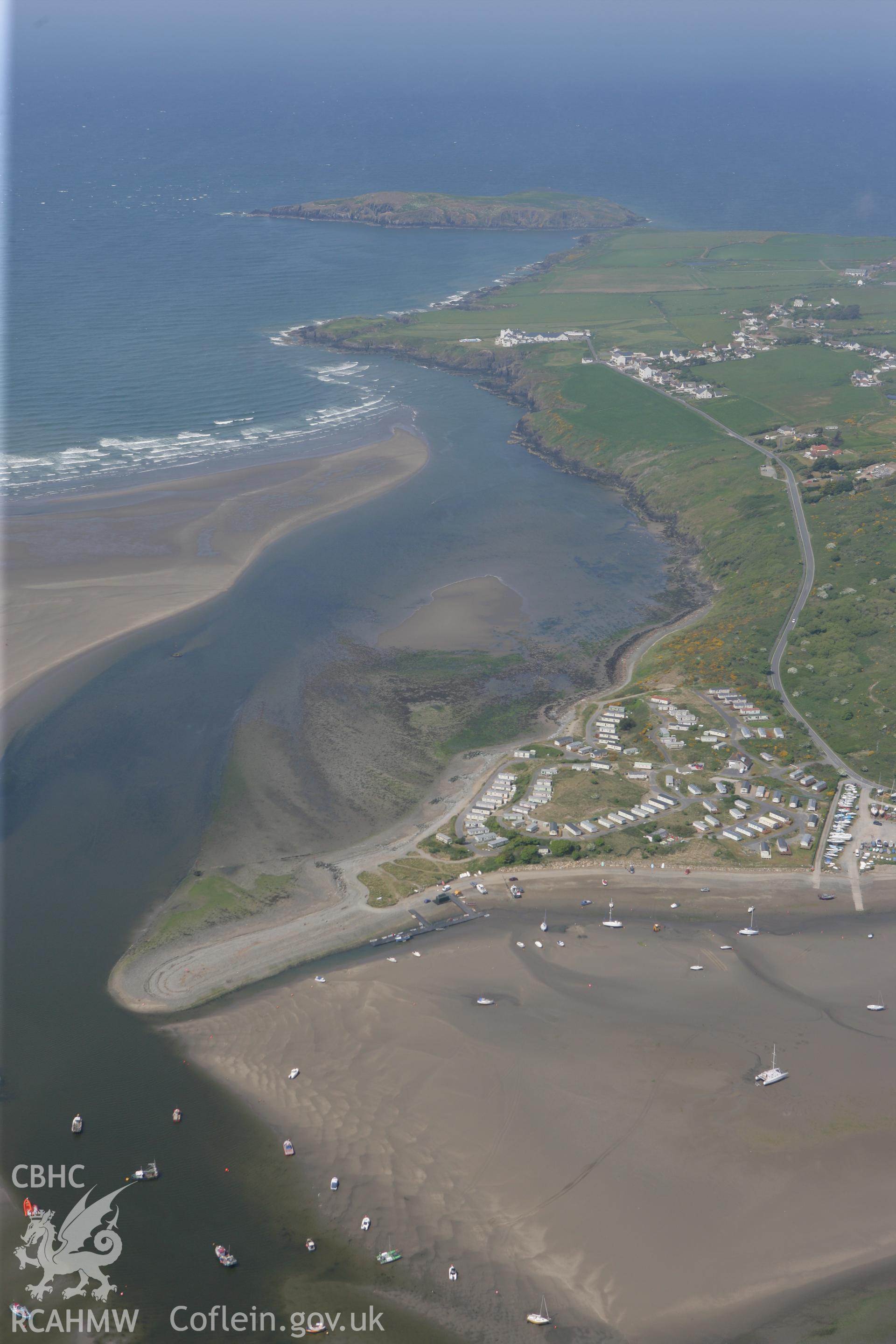 RCAHMW colour oblique photograph of Poppit sands landscape and Patch Caravan Park. Taken by Toby Driver on 25/05/2010.