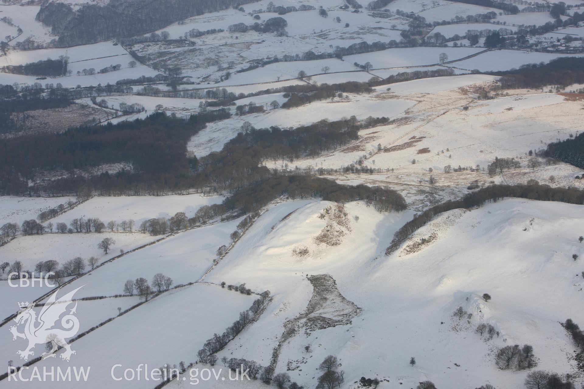 RCAHMW colour oblique photograph of Gilfach y Dwn fawr hillfort. Taken by Toby Driver on 02/12/2010.