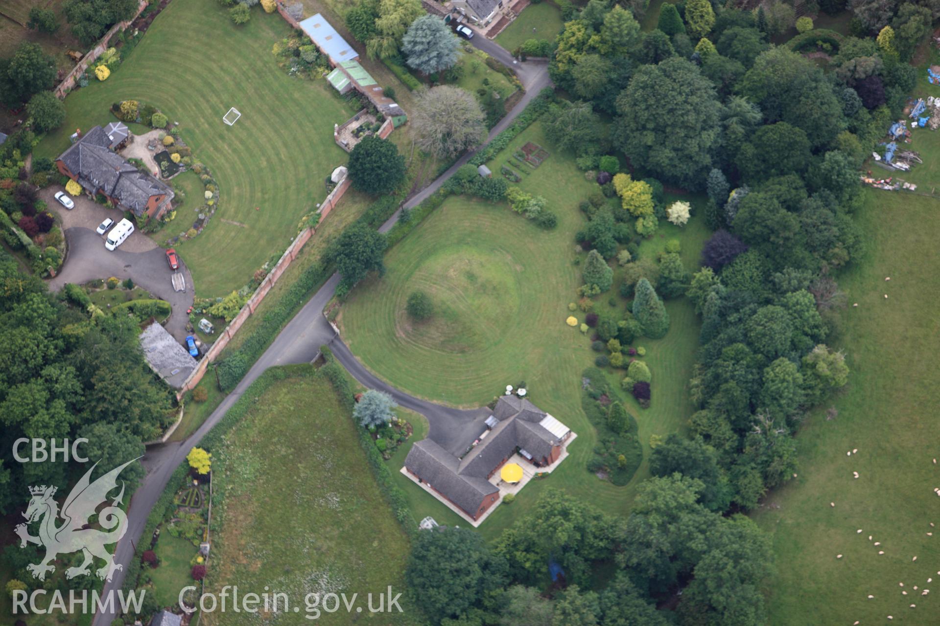 RCAHMW colour oblique photograph of Llanthomas Castle Mound. Taken by Toby Driver on 21/07/2010.