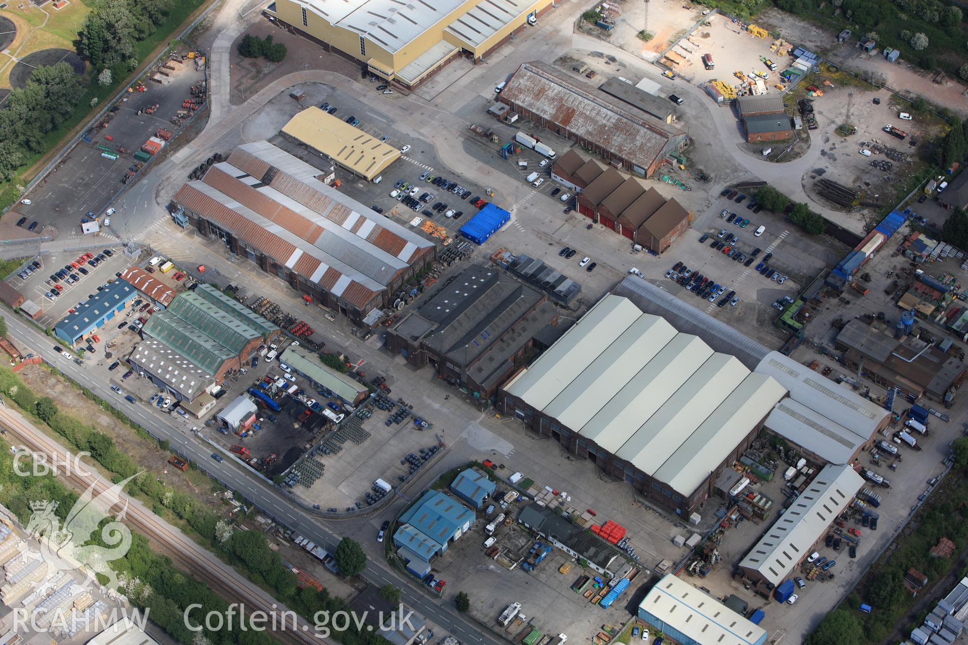 RCAHMW colour oblique photograph of Ferry Engineering Works, Queens Ferry. Taken by Toby Driver on 27/05/2010.