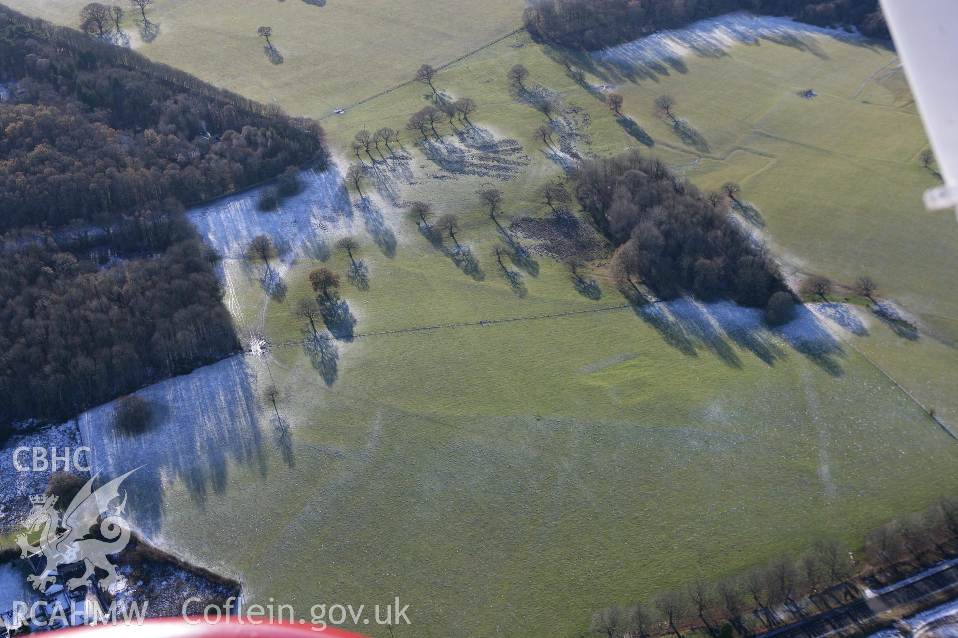 RCAHMW colour oblique photograph of Tregochas, earthworks of medieval field system. Taken by Toby Driver on 08/12/2010.