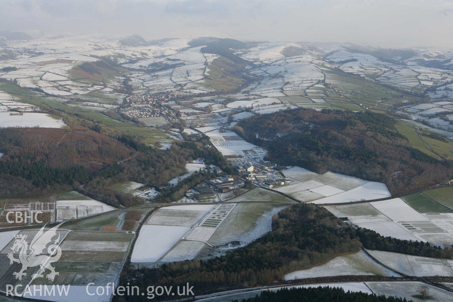 RCAHMW colour oblique photograph of Penrhyncoch from the west. Taken by Toby Driver on 02/12/2010.