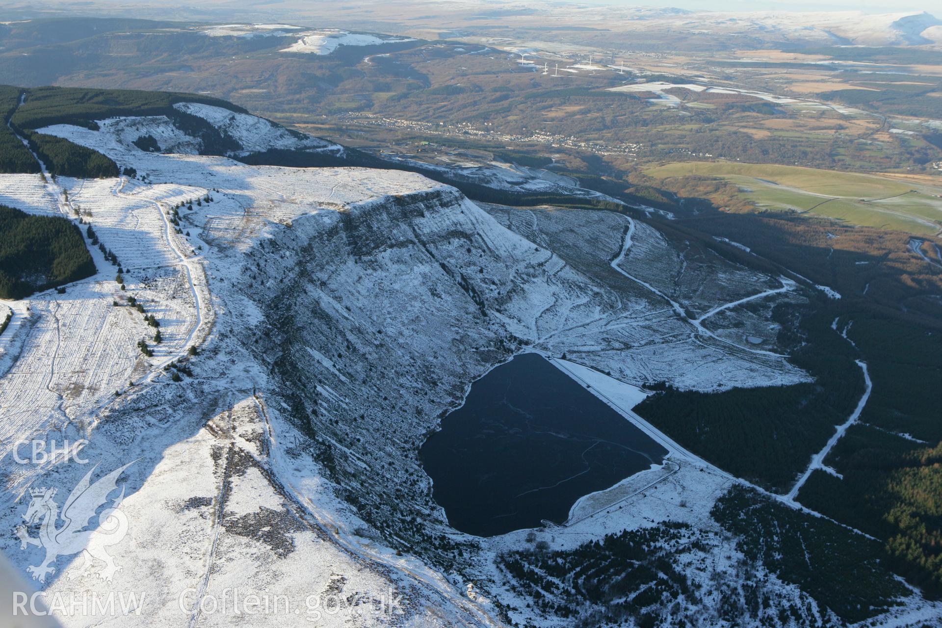 RCAHMW colour oblique photograph of Llyn Fawr. Taken by Toby Driver on 08/12/2010.