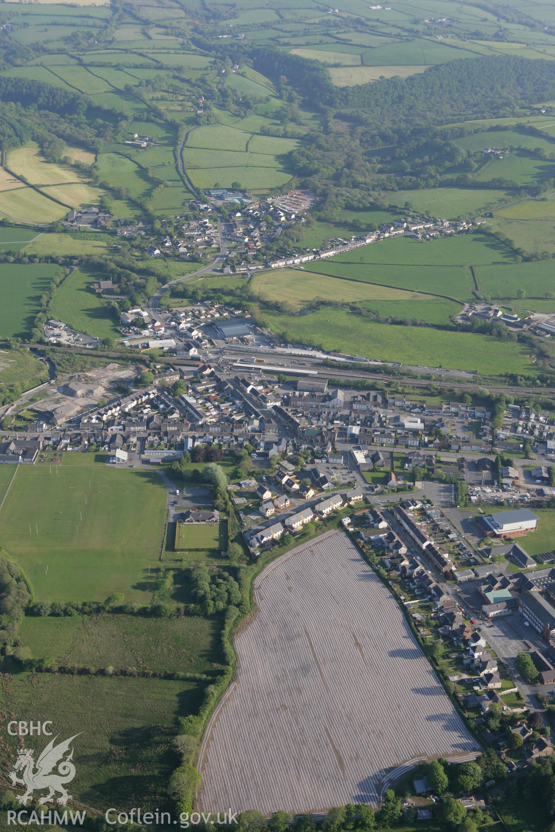 RCAHMW colour oblique photograph of Whitland village. Taken by Toby Driver on 24/05/2010.
