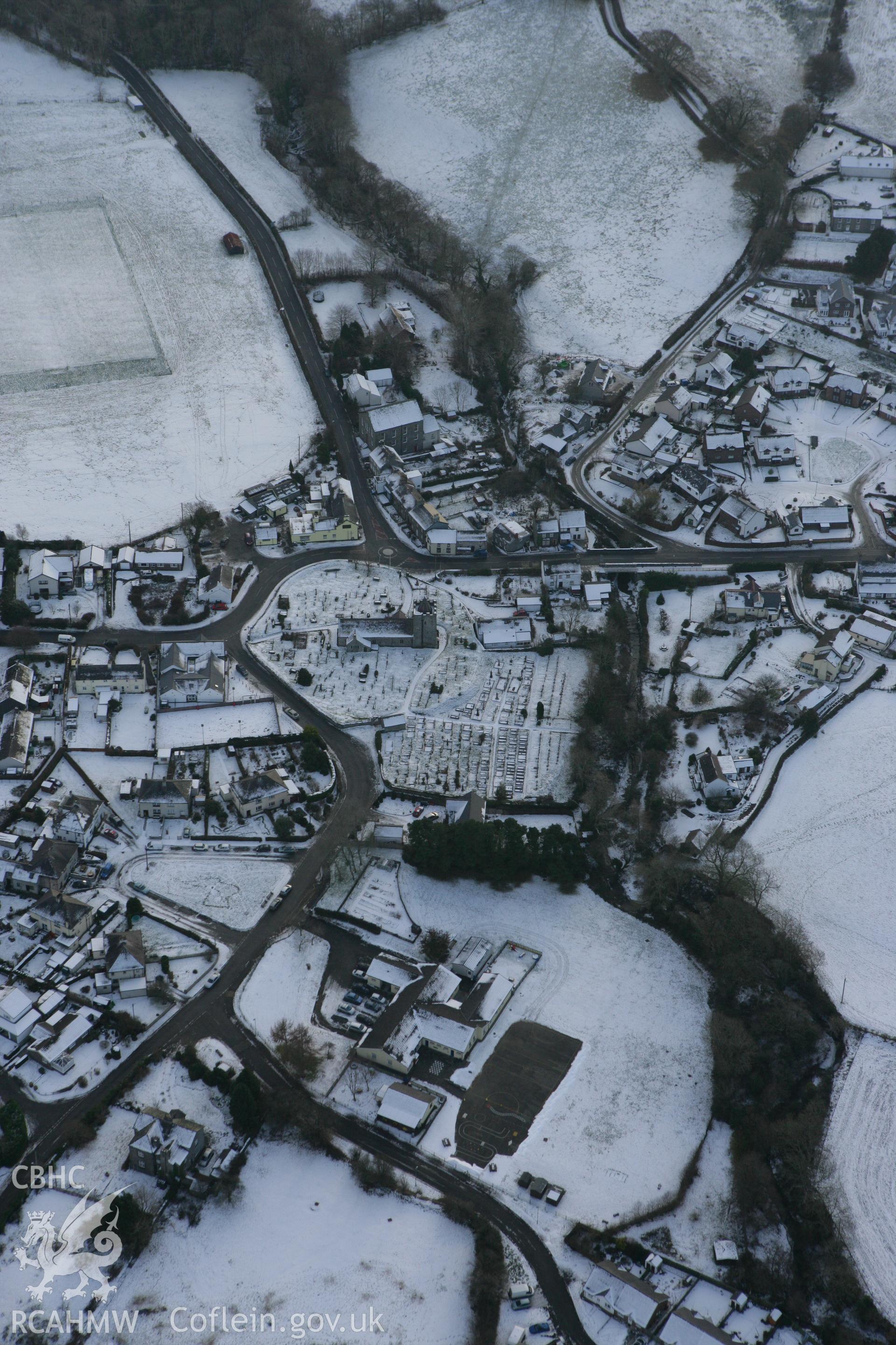 RCAHMW colour oblique photograph of Llanilar village. Taken by Toby Driver on 02/12/2010.