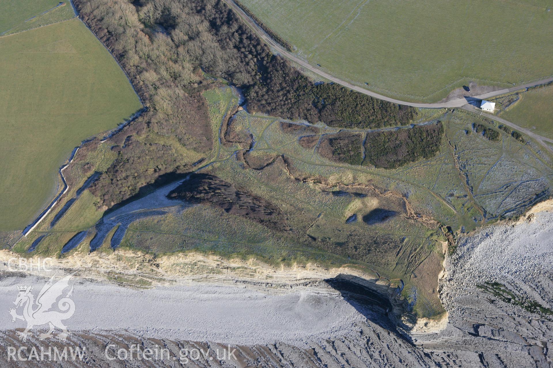 RCAHMW colour oblique photograph of Nash point promontory fort. Taken by Toby Driver on 08/12/2010.