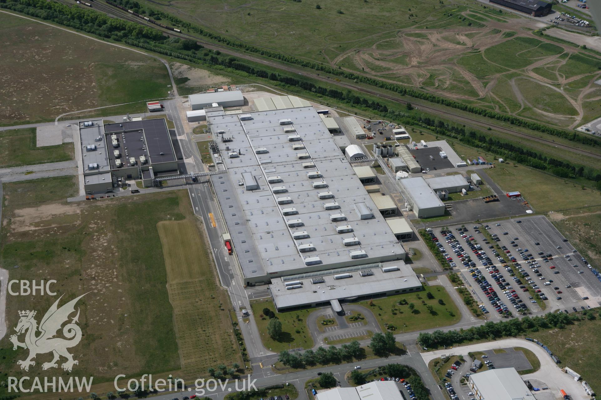 RCAHMW colour oblique photograph of Toyota Motor Manufacturers, Deeside Industrial Park. Taken by Toby Driver on 27/05/2010.