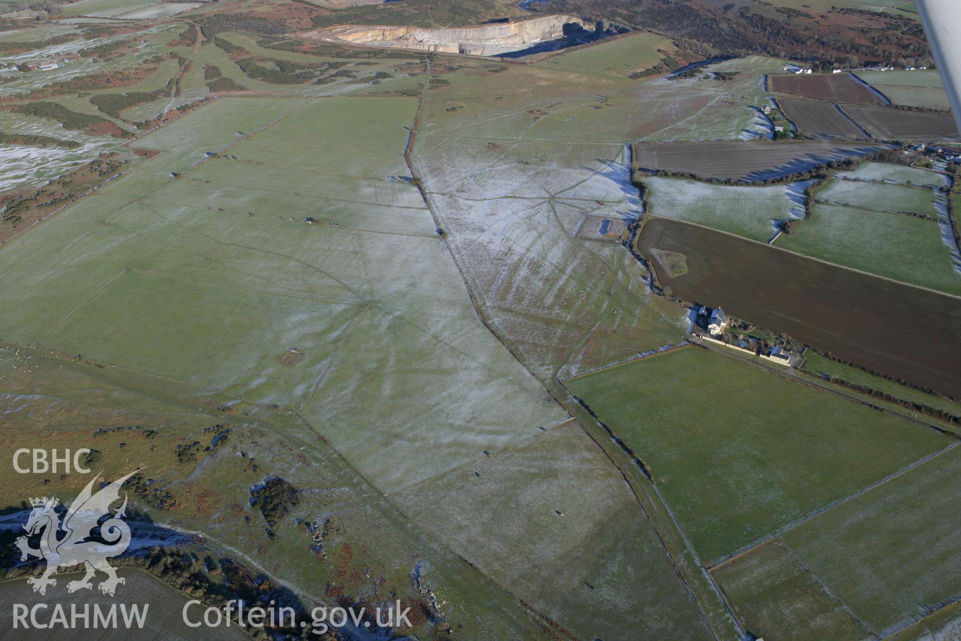 RCAHMW colour oblique photograph of Beacon Down field system. Taken by Toby Driver on 08/12/2010.