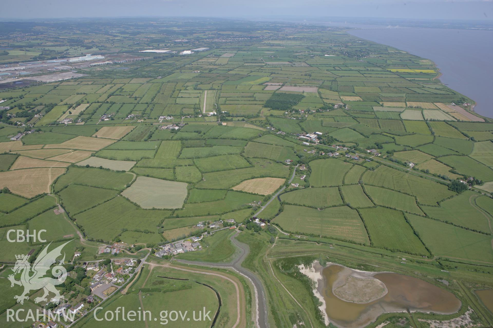 RCAHMW colour oblique photograph of Goldcliff, looking west towards Whitson Levels. Taken by Toby Driver on 21/06/2010.