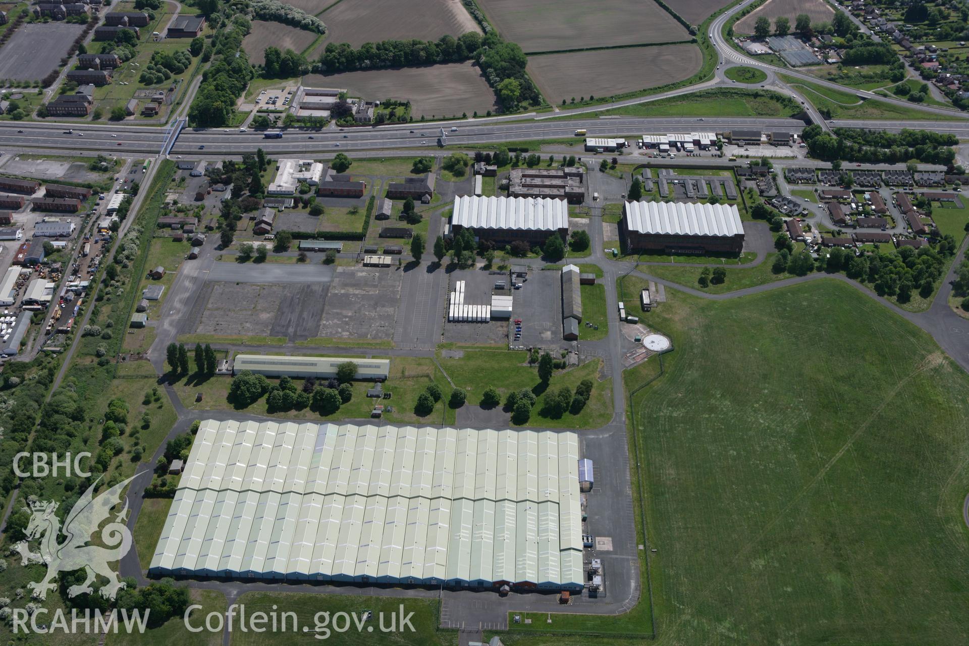 RCAHMW colour oblique photograph of Sealand Airfield, North Shotwick, near Queensferry. Taken by Toby Driver on 27/05/2010.