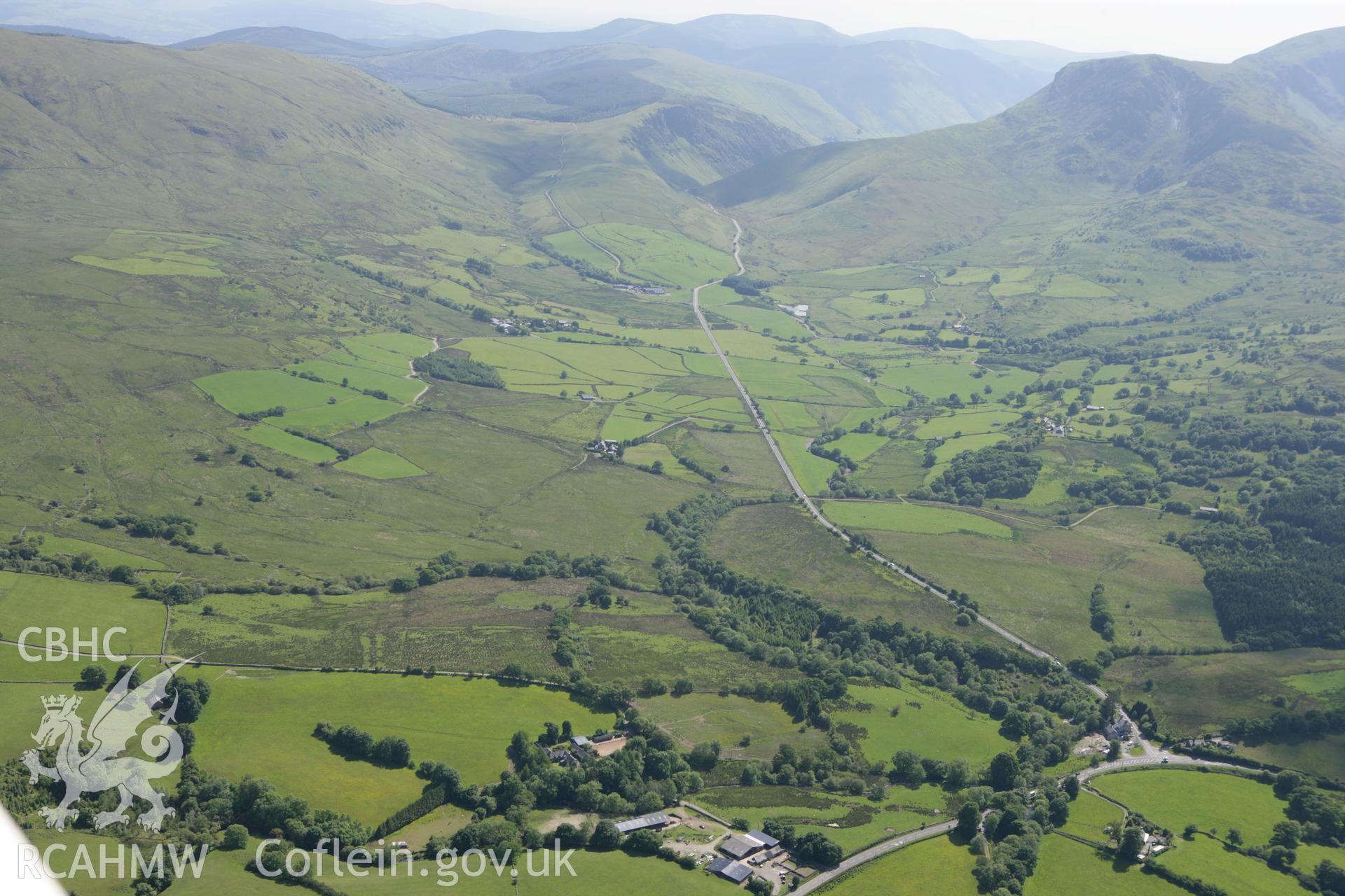 RCAHMW colour oblique photograph of Gwanas-Fawr, looking south-west towards Cwm Rhwyddfor. Taken by Toby Driver on 16/06/2010.