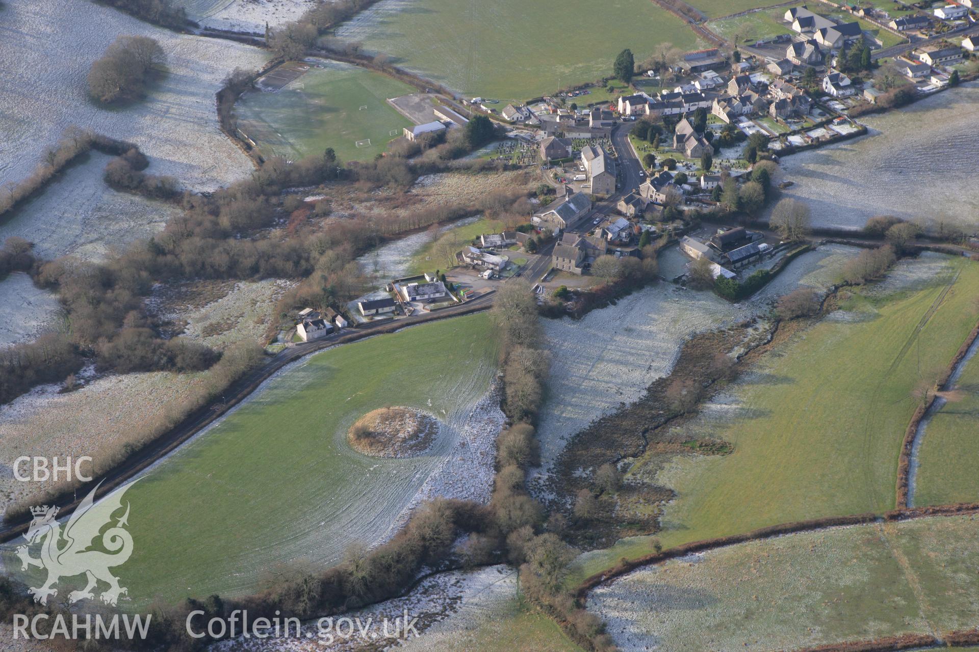 RCAHMW colour oblique photograph of Castell Mawr Llanboidy. Taken by Toby Driver on 02/12/2010.
