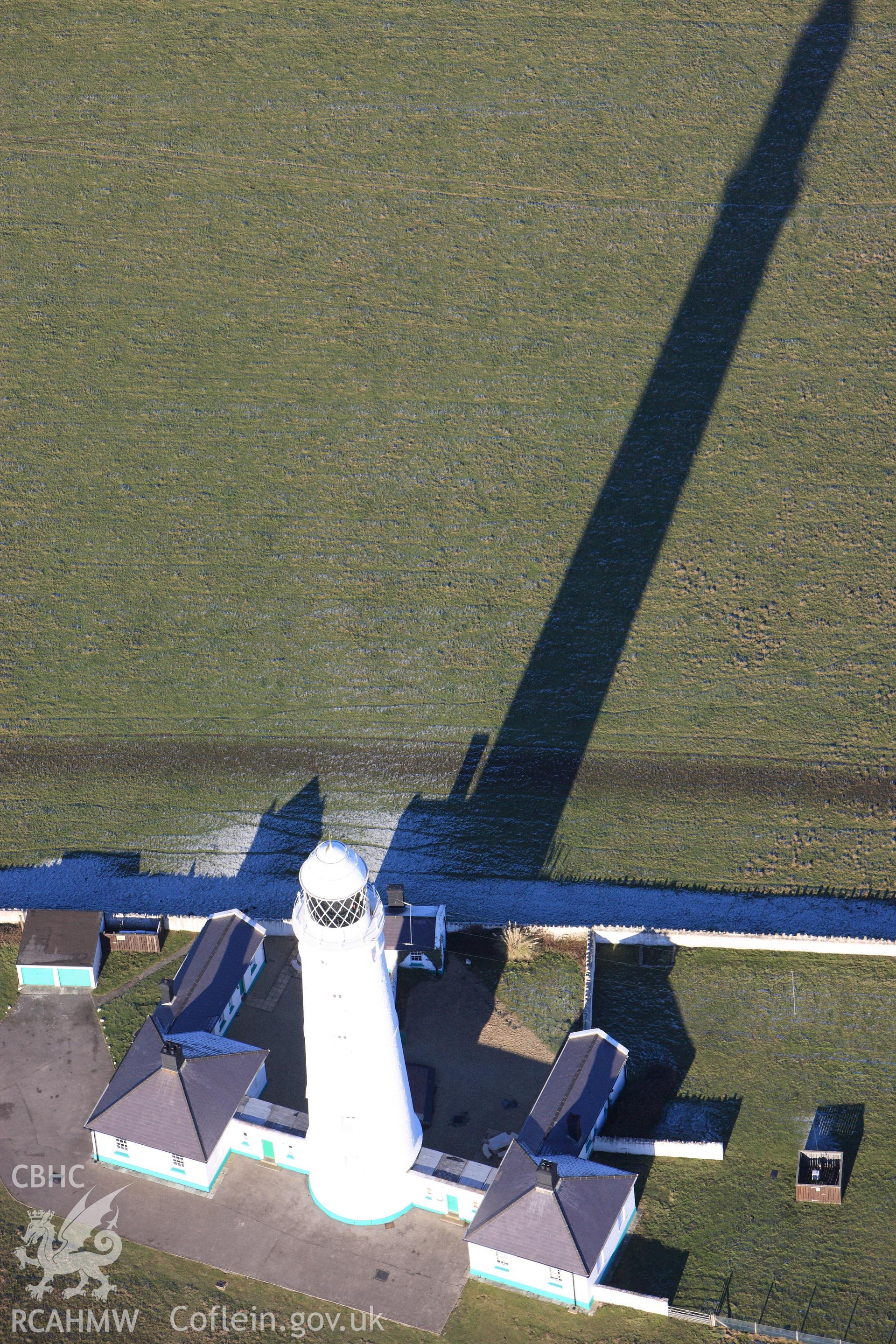 RCAHMW colour oblique photograph of Nash point lighthouse, east tower. Taken by Toby Driver on 08/12/2010.