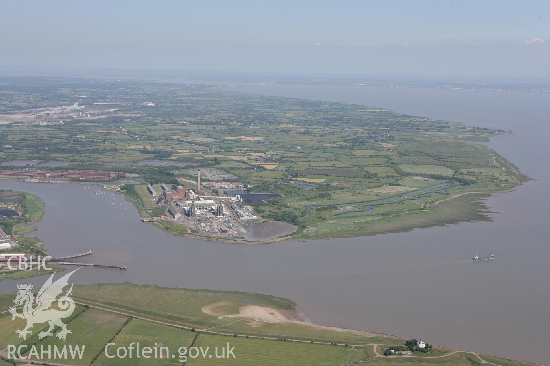 RCAHMW colour oblique photograph of Newport Coal Fired Power Station, from the west. Taken by Toby Driver on 21/06/2010.