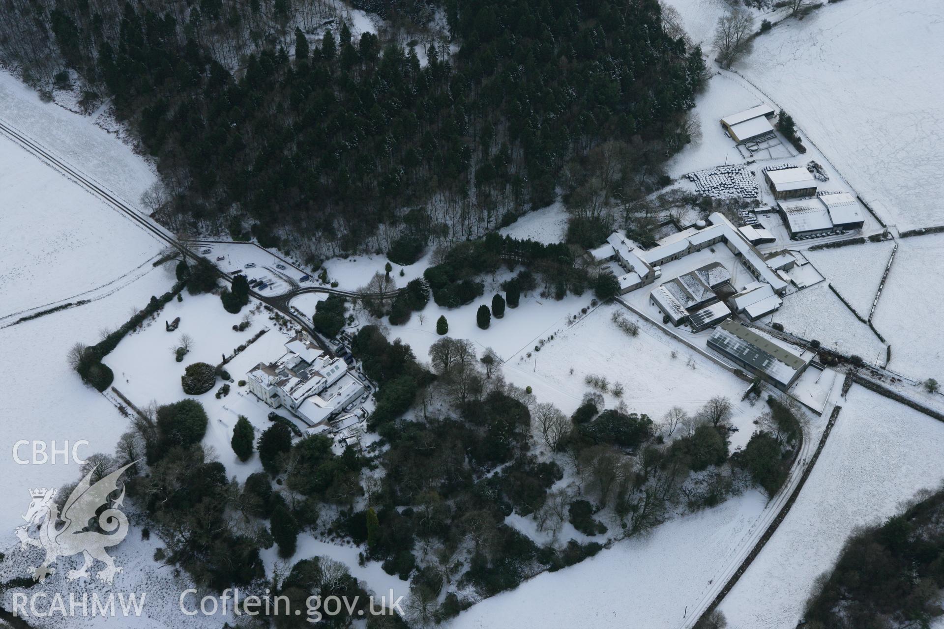 RCAHMW colour oblique photograph of Falcondale mansion and garden. Taken by Toby Driver on 02/12/2010.
