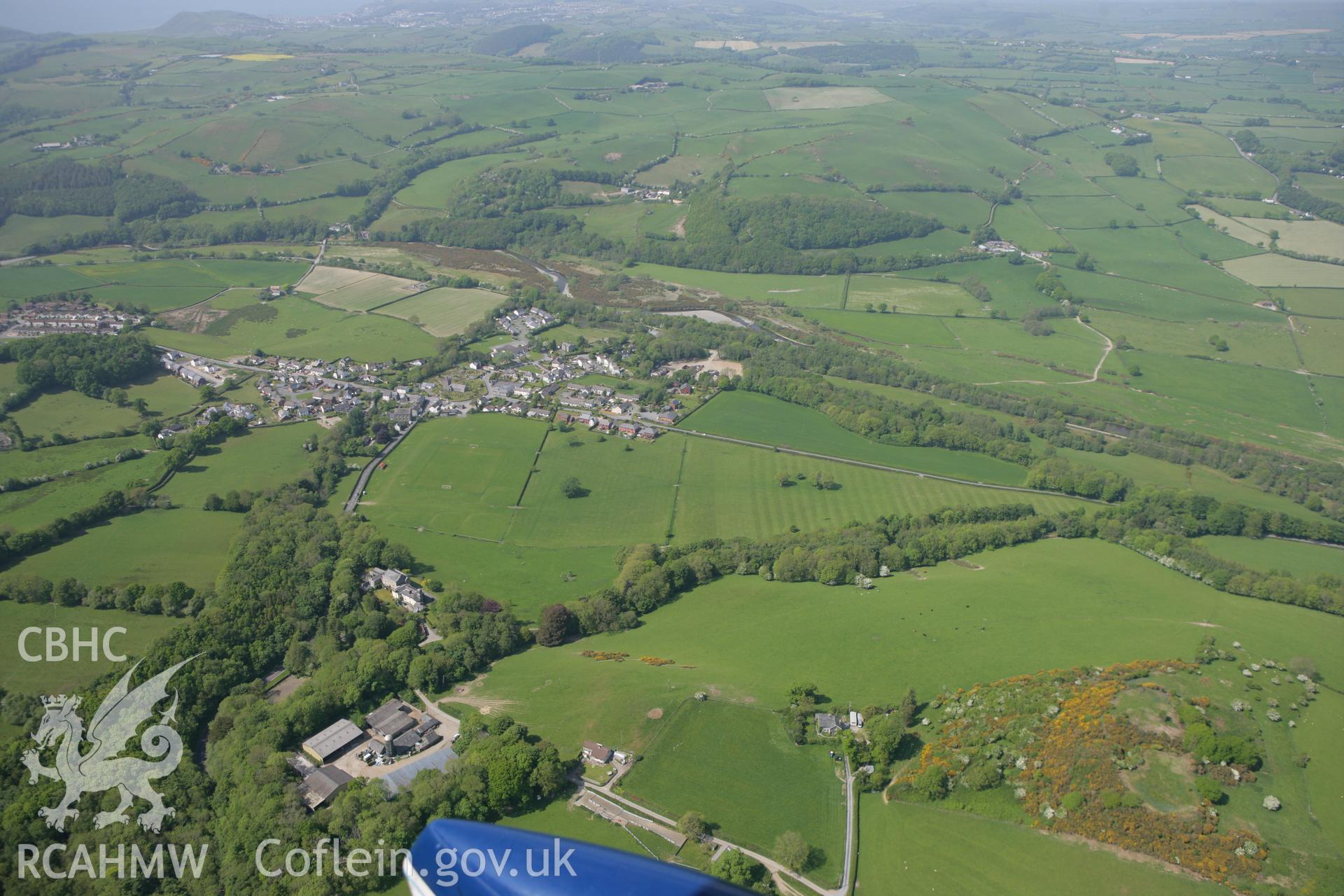 RCAHMW colour oblique photograph of Llanilar village. Taken by Toby Driver on 25/05/2010.