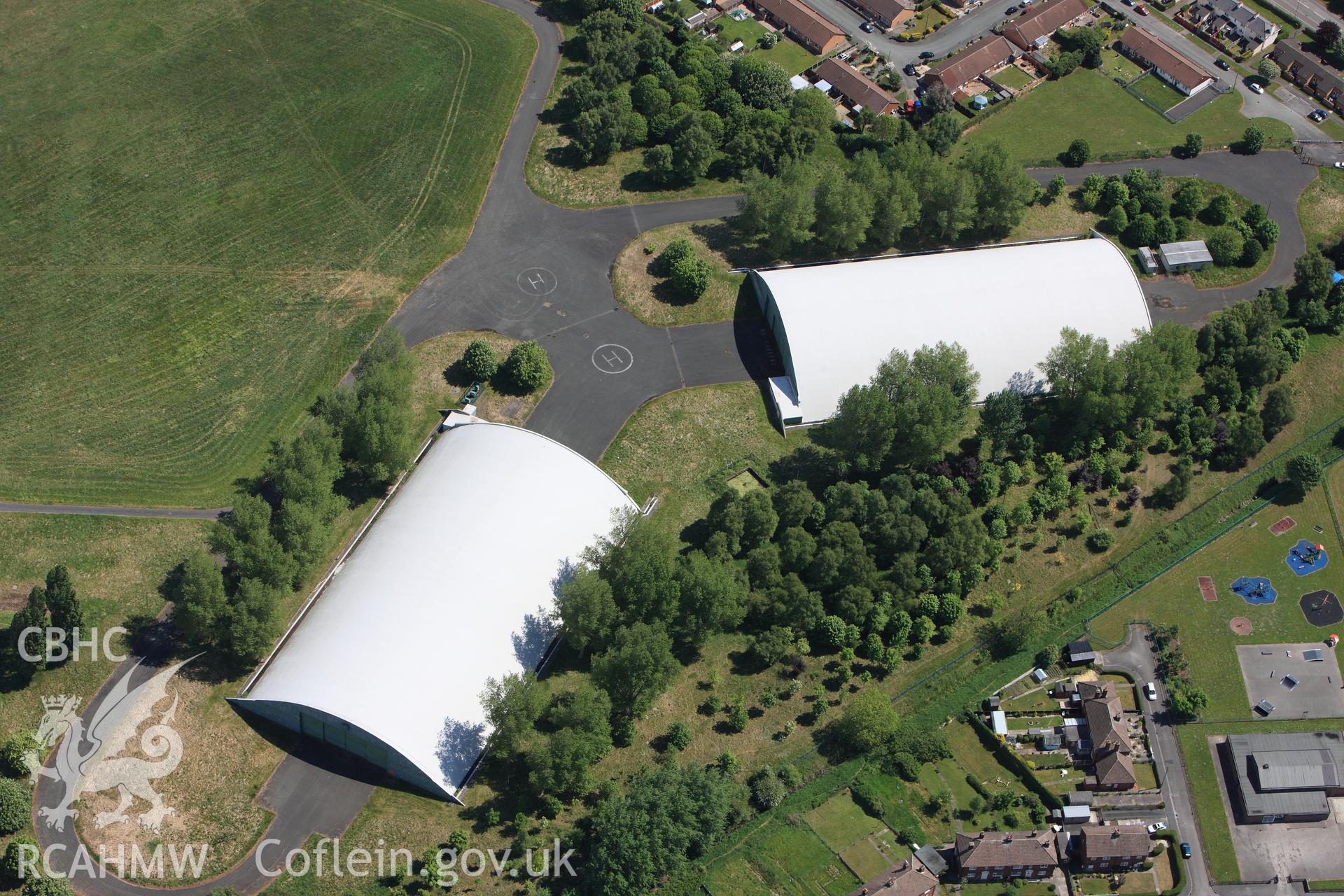 RCAHMW colour oblique photograph of Sealand Airfield, North Shotwick, near Queensferry. Taken by Toby Driver on 27/05/2010.