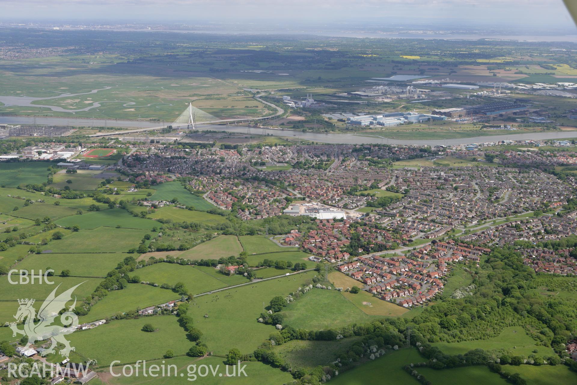 RCAHMW colour oblique photograph of Connah's Quay, from the south. Taken by Toby Driver on 27/05/2010.