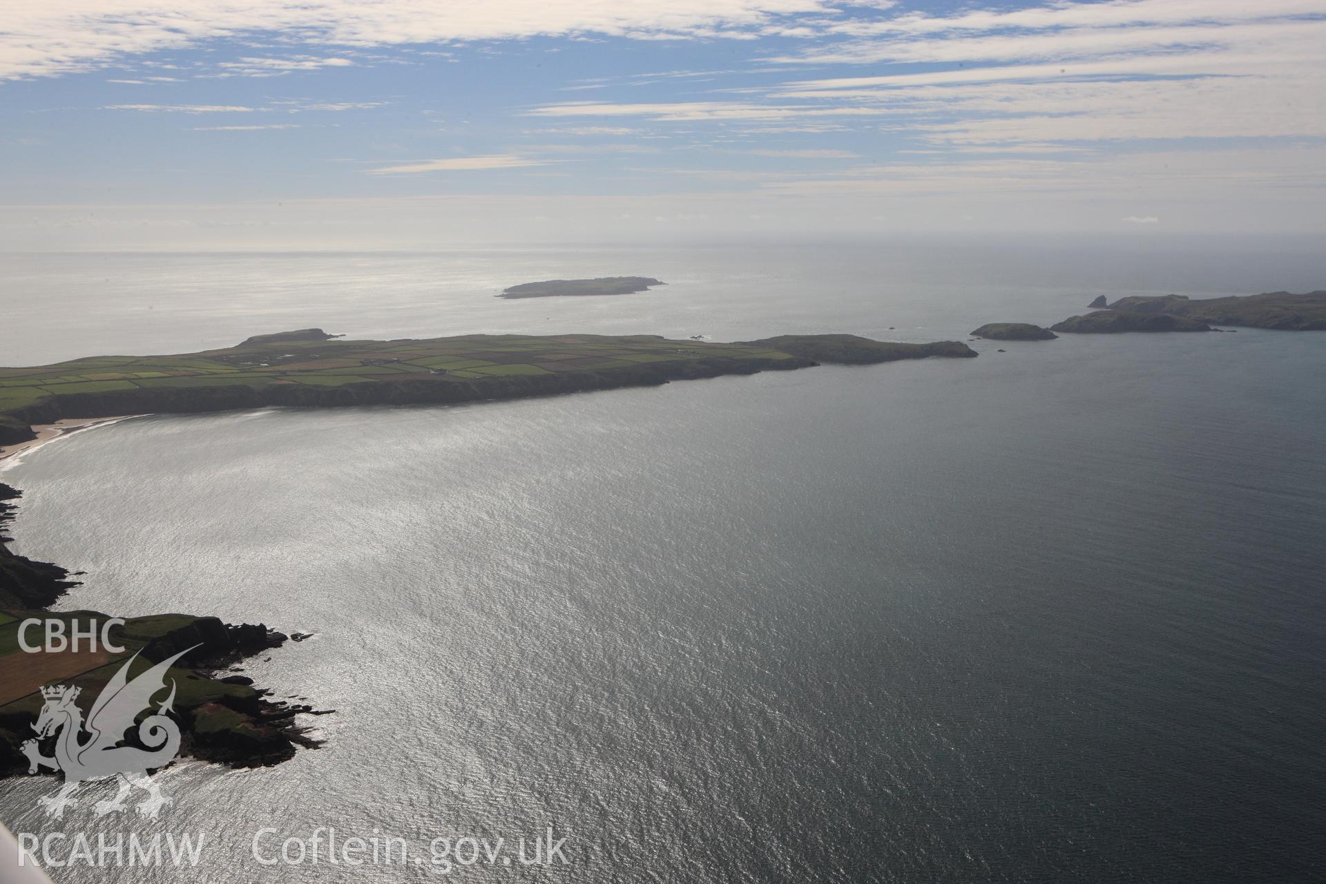 RCAHMW colour oblique photograph of Deer Park Promontory Fort, Wooltack Point, view from the north. Taken by Toby Driver on 09/09/2010.