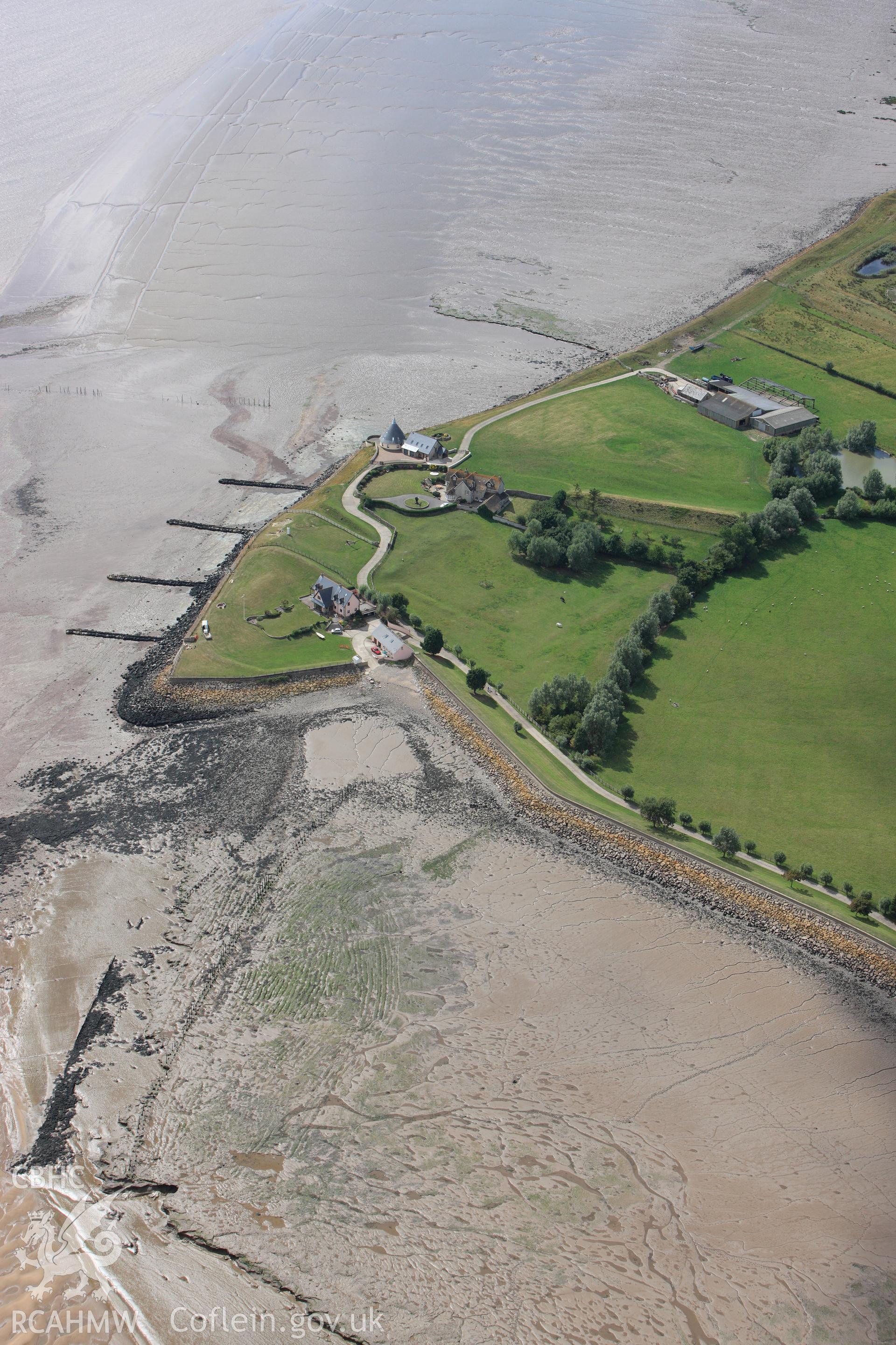 RCAHMW colour oblique photograph of Goldcliff Point Intertidal Structure, from the south-east. Taken by Toby Driver on 29/07/2010.