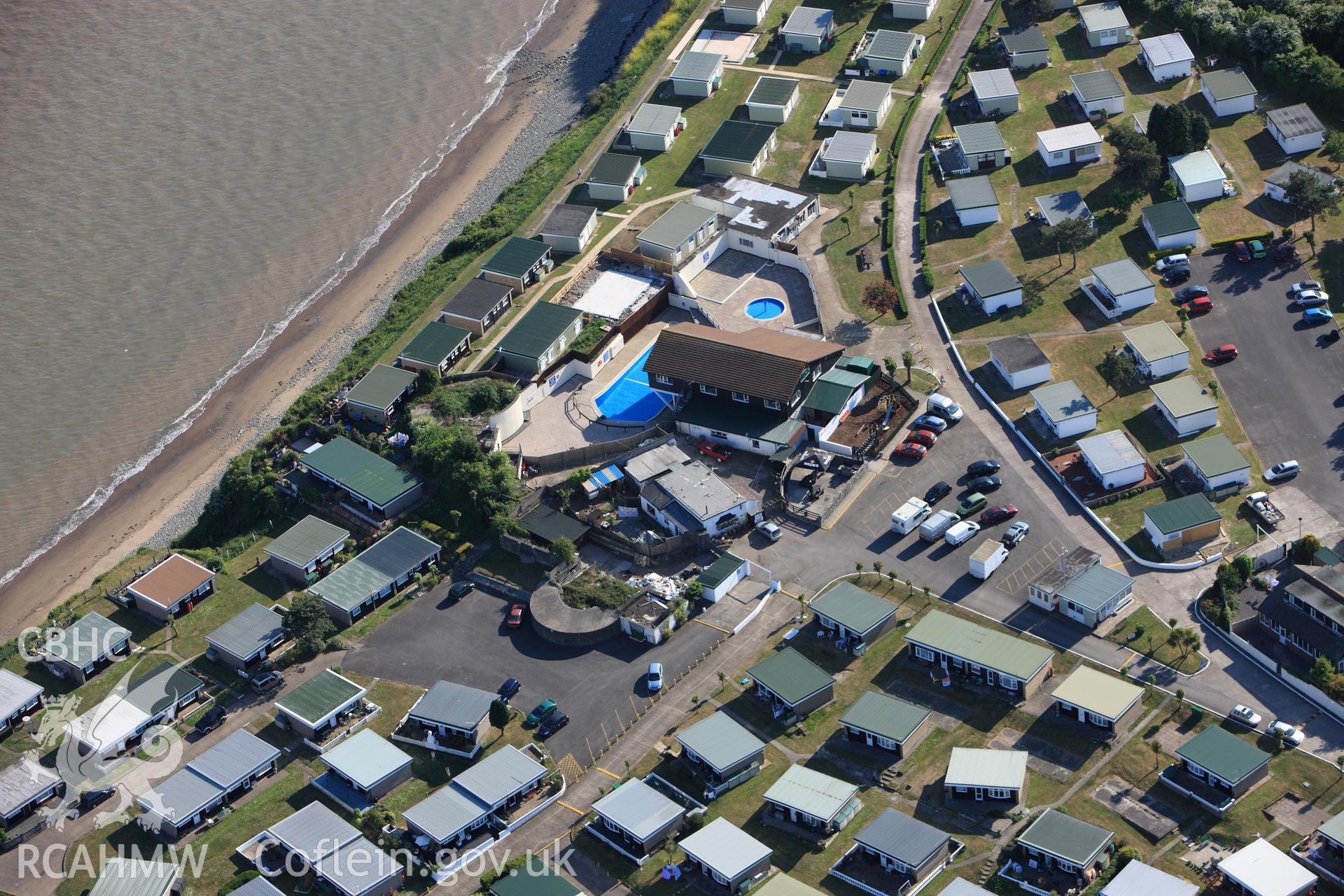 RCAHMW colour oblique photograph of Lavernock Point holiday camp. Taken by Toby Driver on 24/05/2010.