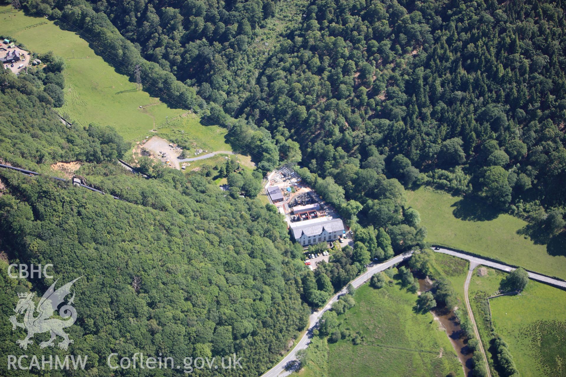 RCAHMW colour oblique photograph of Maentwnog hydro-electric power station. Taken by Toby Driver on 16/06/2010.