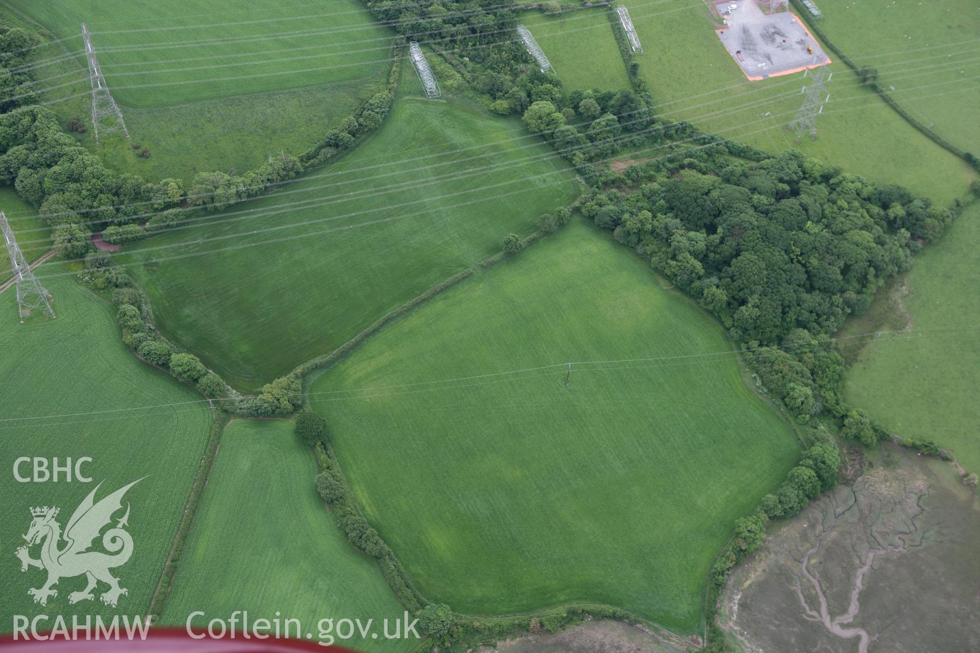 RCAHMW colour oblique photograph of Brownslate, cropmarks of possible enclosure. Taken by Toby Driver on 11/06/2010.