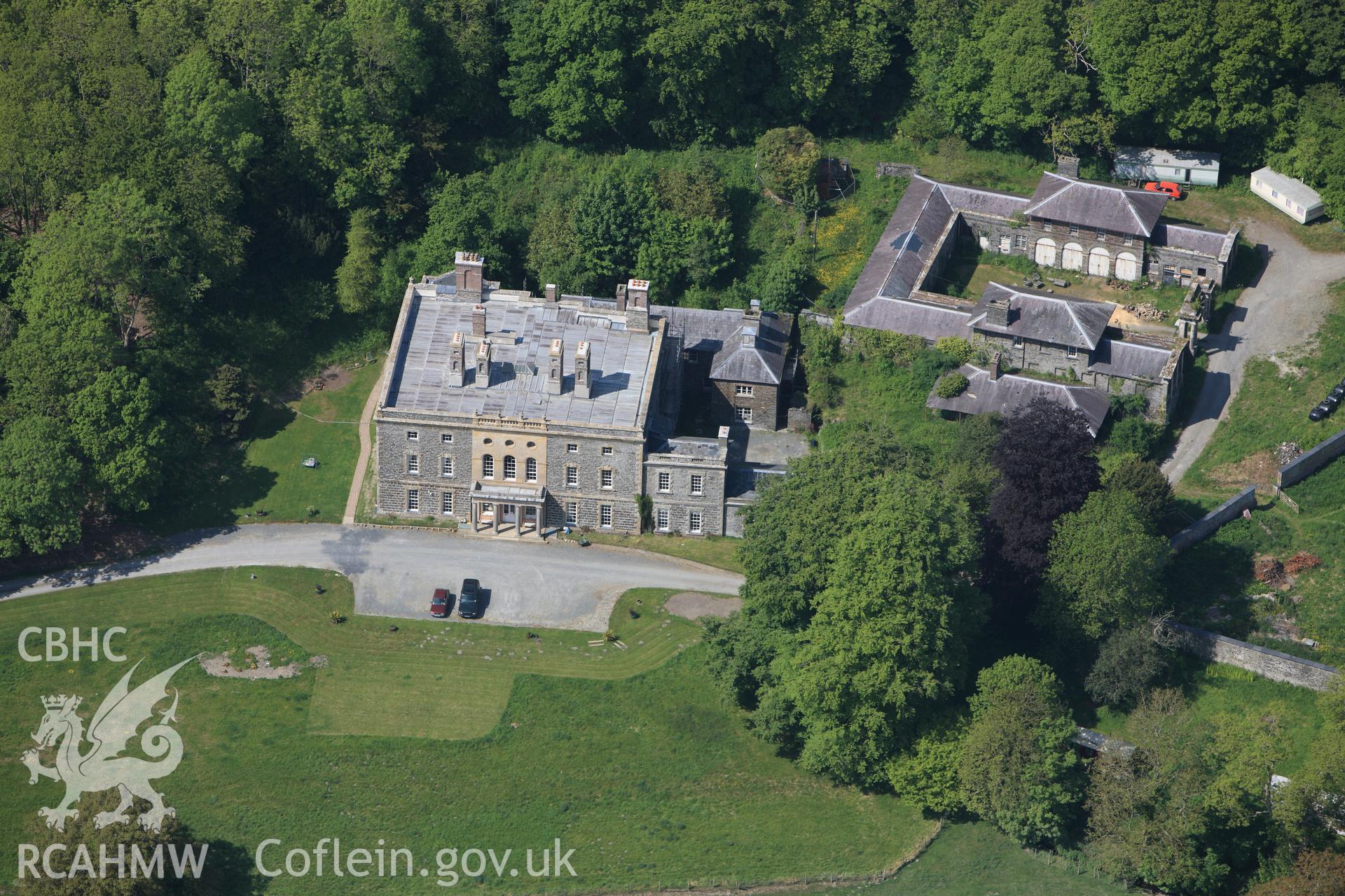 RCAHMW colour oblique photograph of Nanteos mansion. Taken by Toby Driver on 25/05/2010.