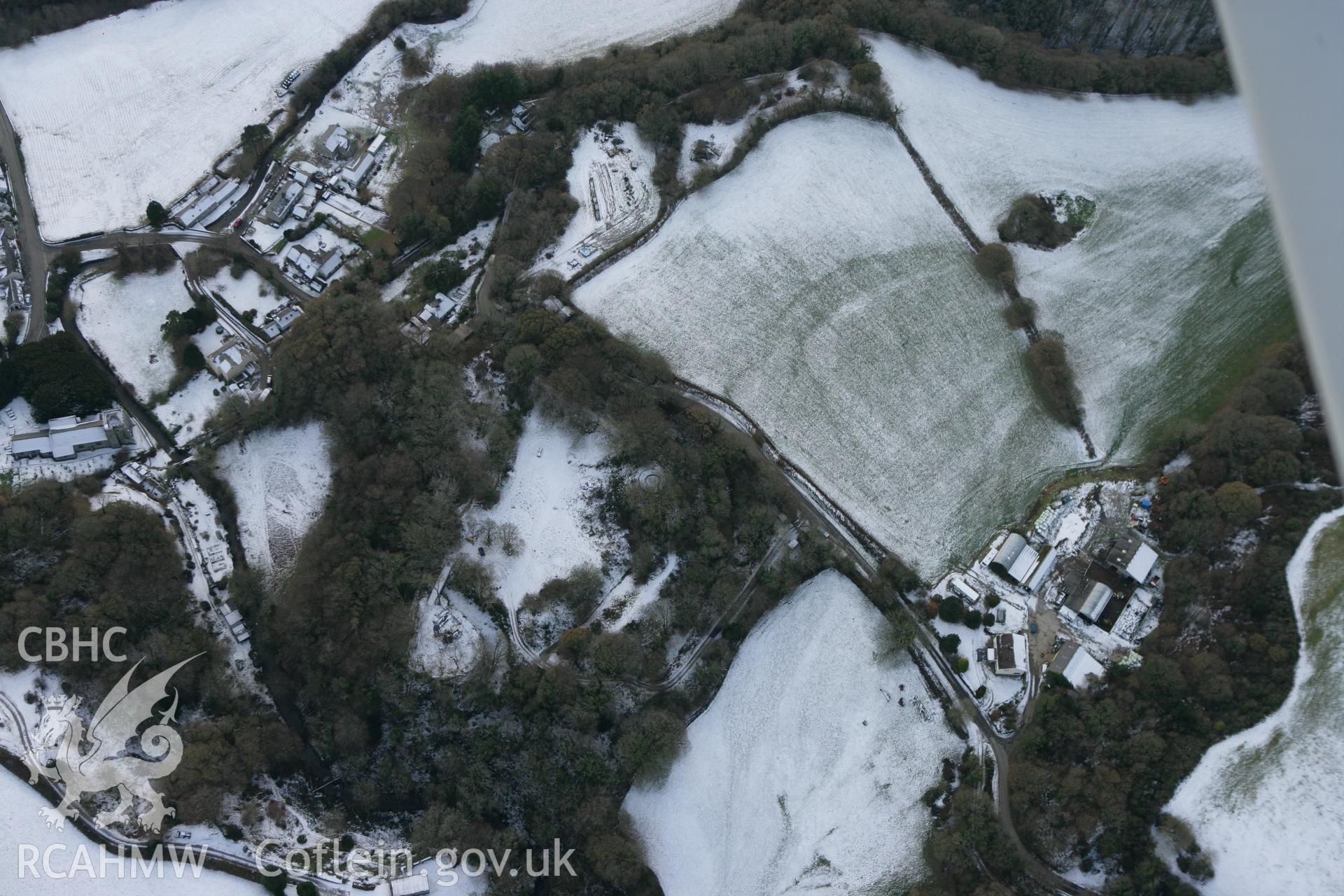 RCAHMW colour oblique photograph of Castell Nanhyfer, Nevern. Taken by Toby Driver on 02/12/2010.