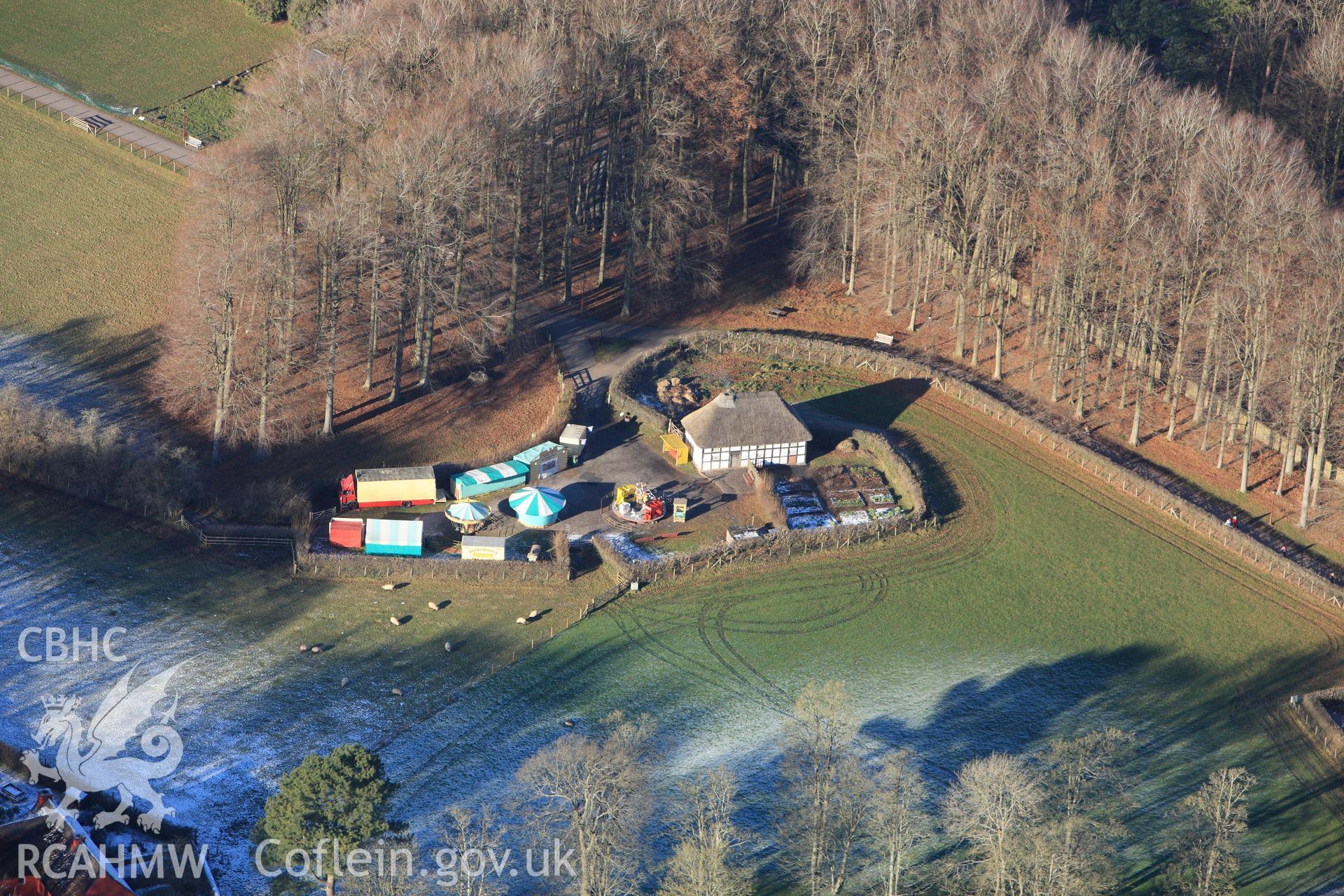RCAHMW colour oblique photograph of Museum of Welsh Life, St Fagans. Taken by Toby Driver on 08/12/2010.
