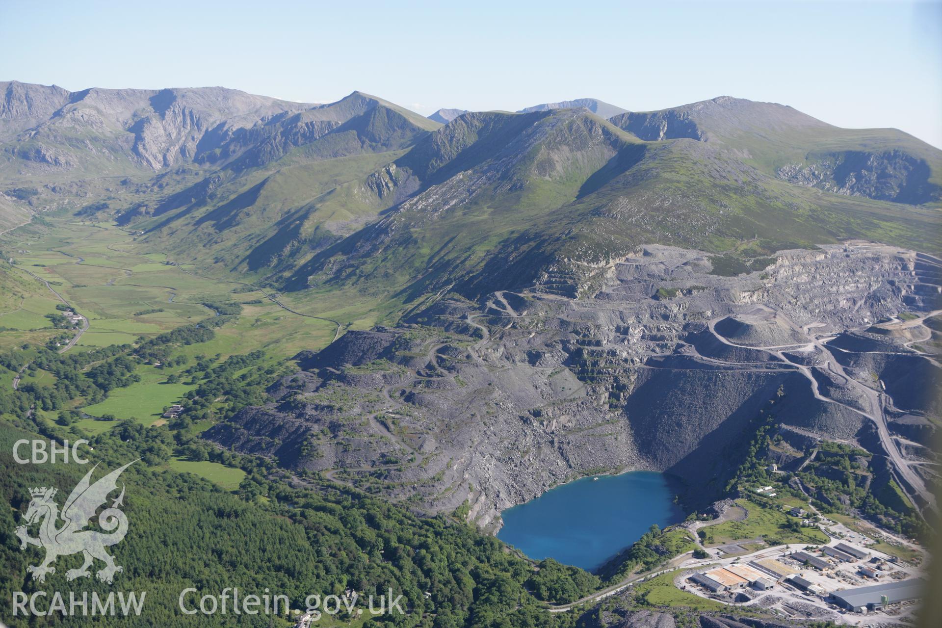 RCAHMW colour oblique photograph of Penrhyn Slate Quarry. Taken by Toby Driver on 16/06/2010.