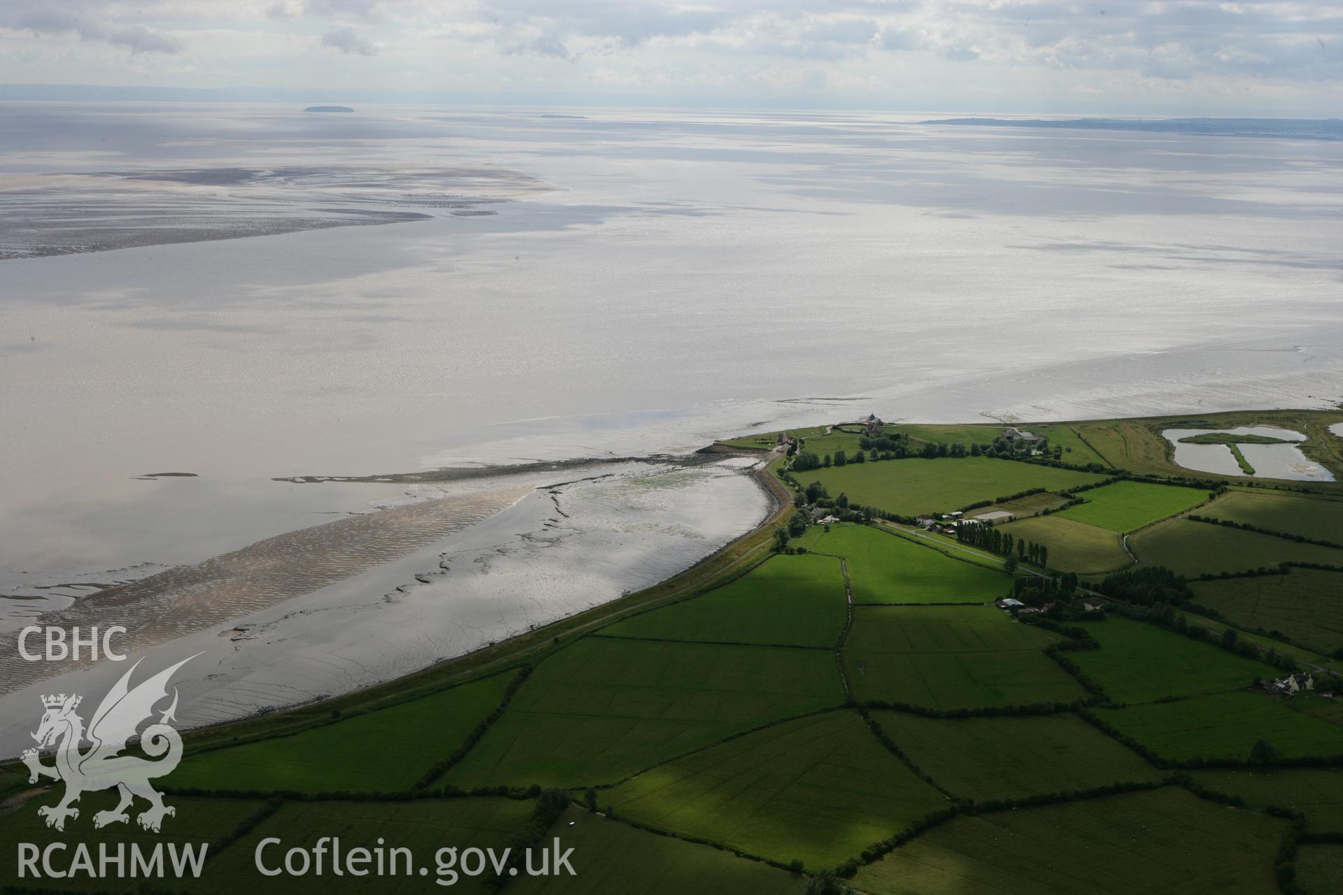 RCAHMW colour oblique photograph of Goldcliff Point Intertidal Structure, from the east. Taken by Toby Driver on 29/07/2010.
