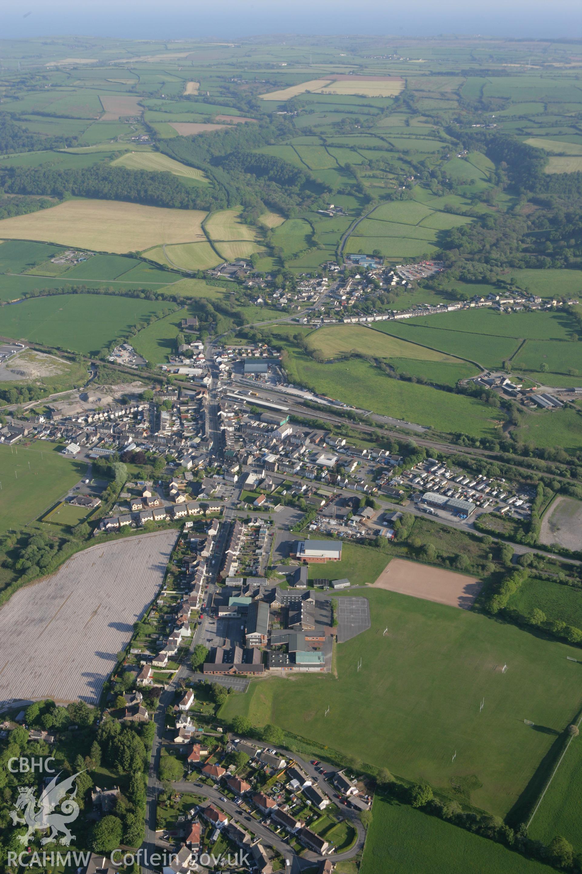 RCAHMW colour oblique photograph of Whitland village. Taken by Toby Driver on 24/05/2010.