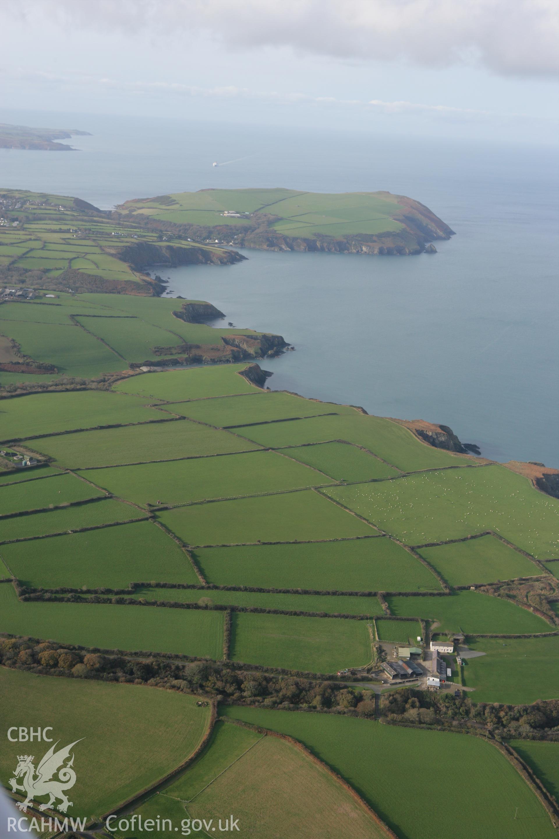 RCAHMW colour oblique photograph of Dinas Island, from the east. Taken by Toby Driver on 16/11/2010.