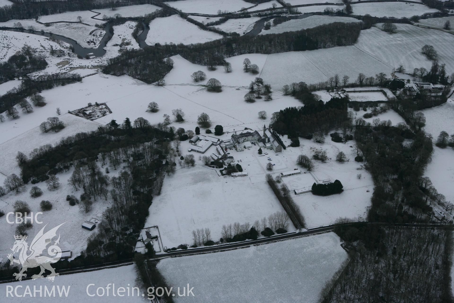 RCAHMW colour oblique photograph of Highmead, country house garden, Llanybydder. Taken by Toby Driver on 02/12/2010.