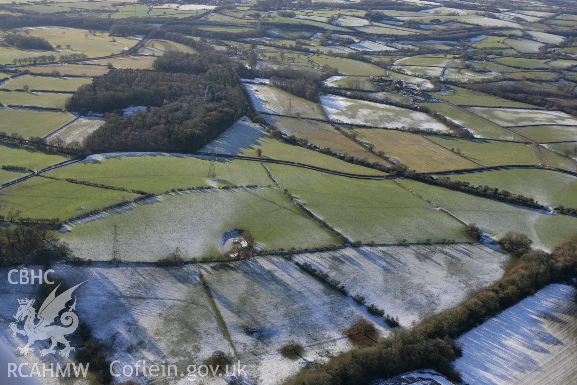 RCAHMW colour oblique photograph of landscape to the north of Pentrebane. Taken by Toby Driver on 08/12/2010.